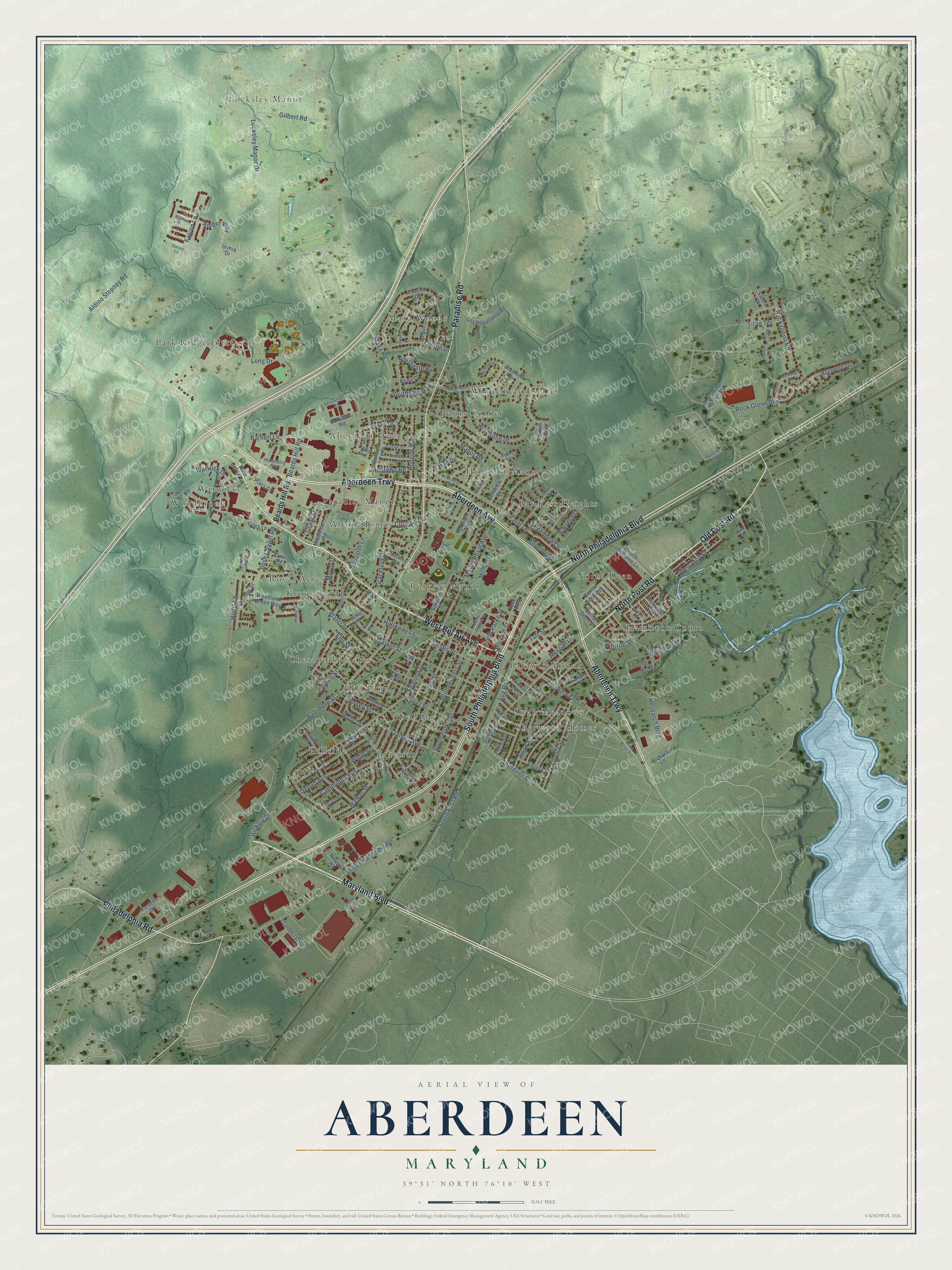 Watermarked full-map preview of Aberdeen, Maryland