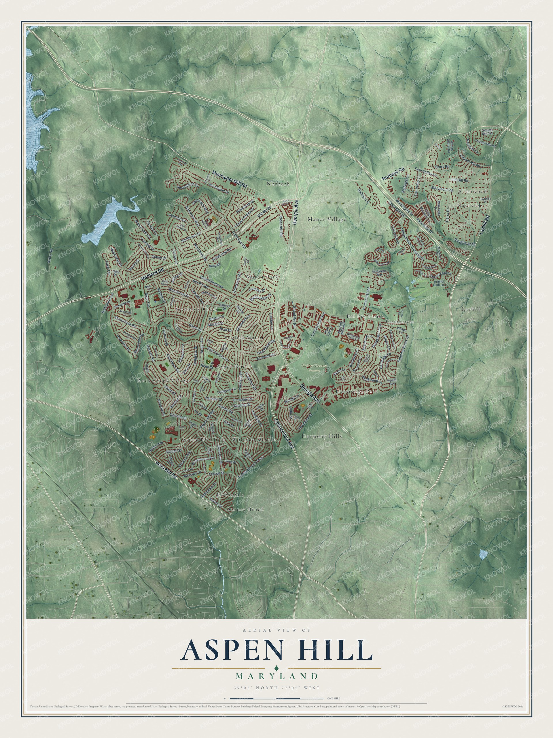 Watermarked full-map preview of Aspen Hill, Maryland