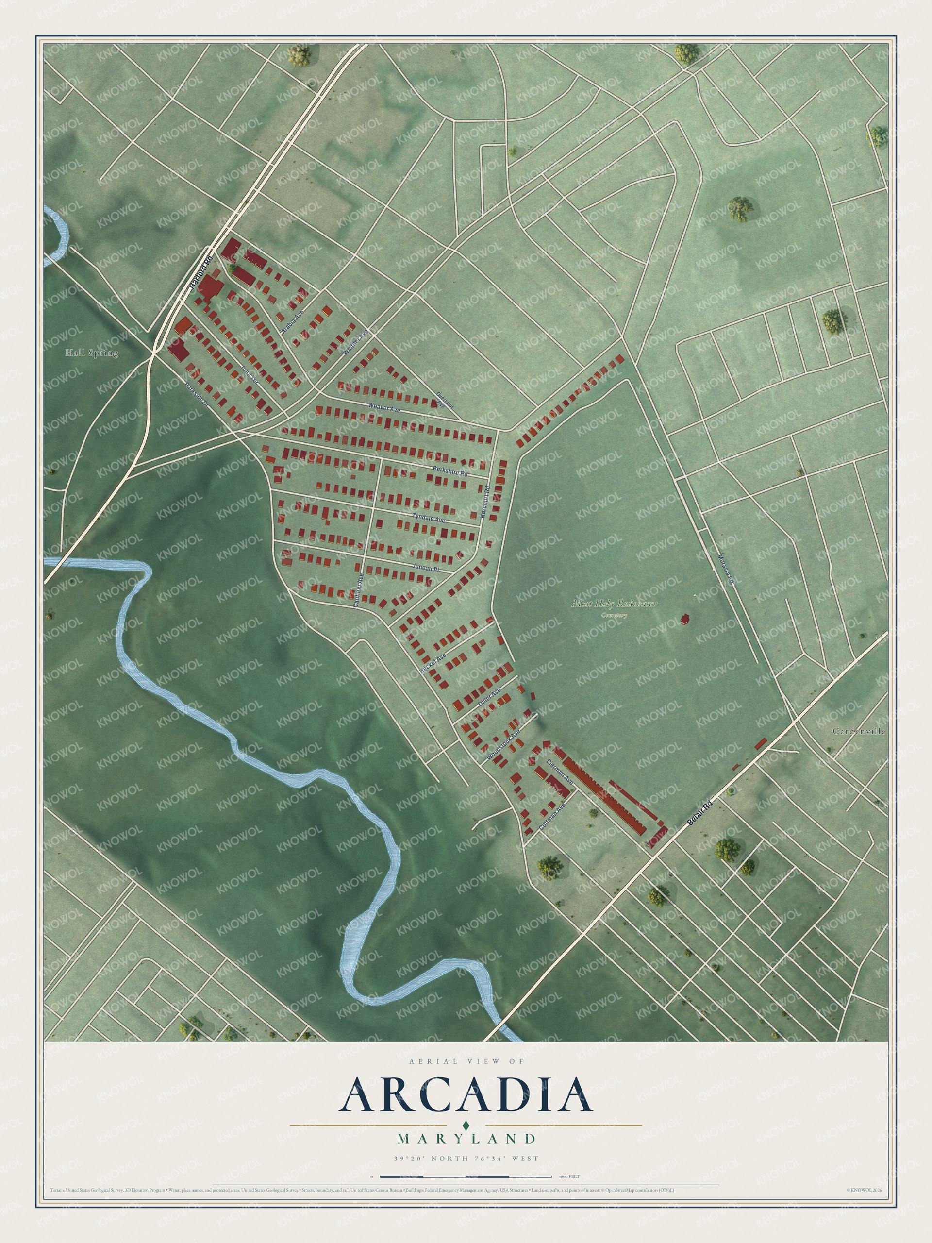 Watermarked full-map preview of Arcadia, Maryland