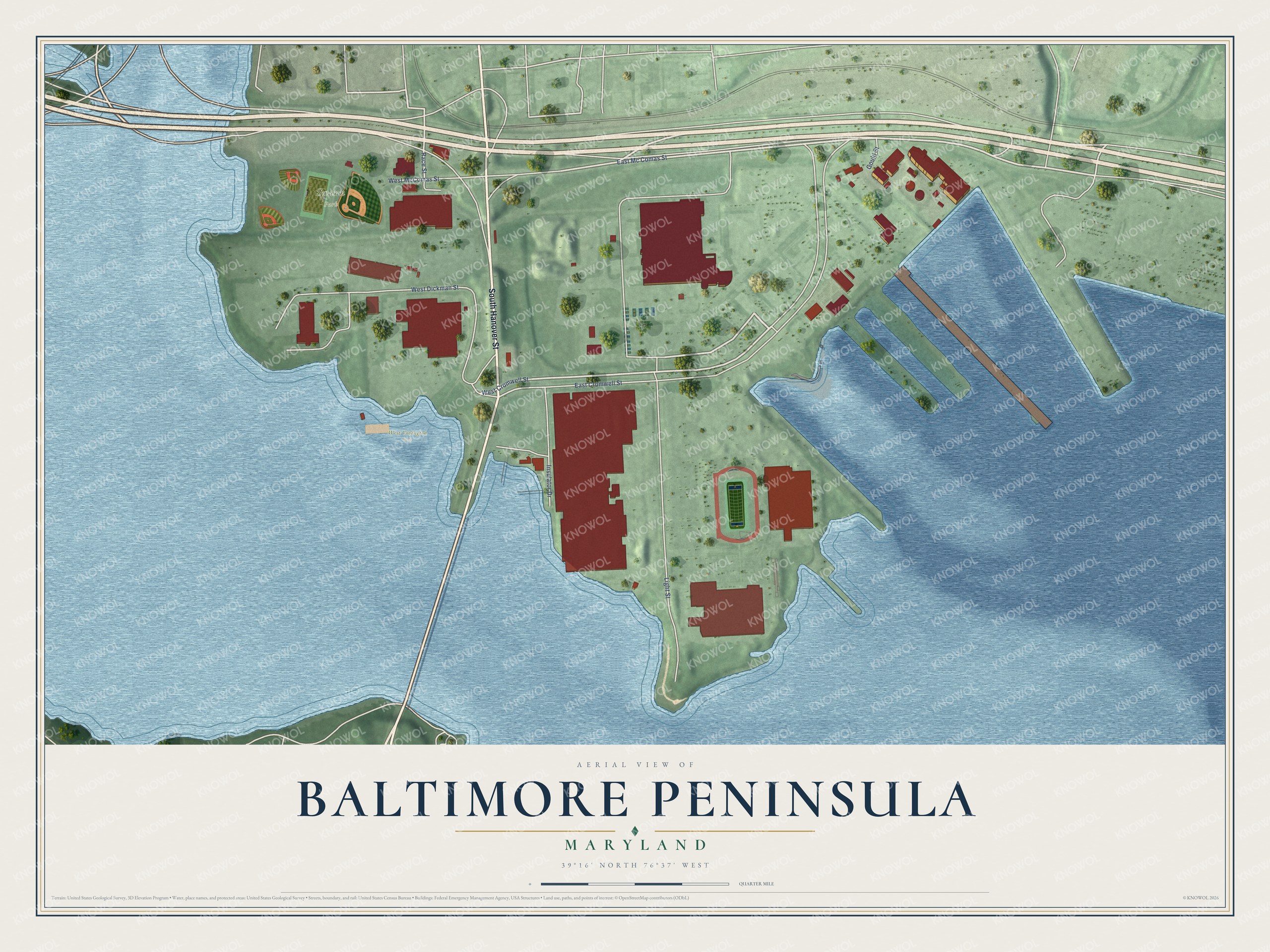 Watermarked full-map preview of Baltimore Peninsula, Maryland