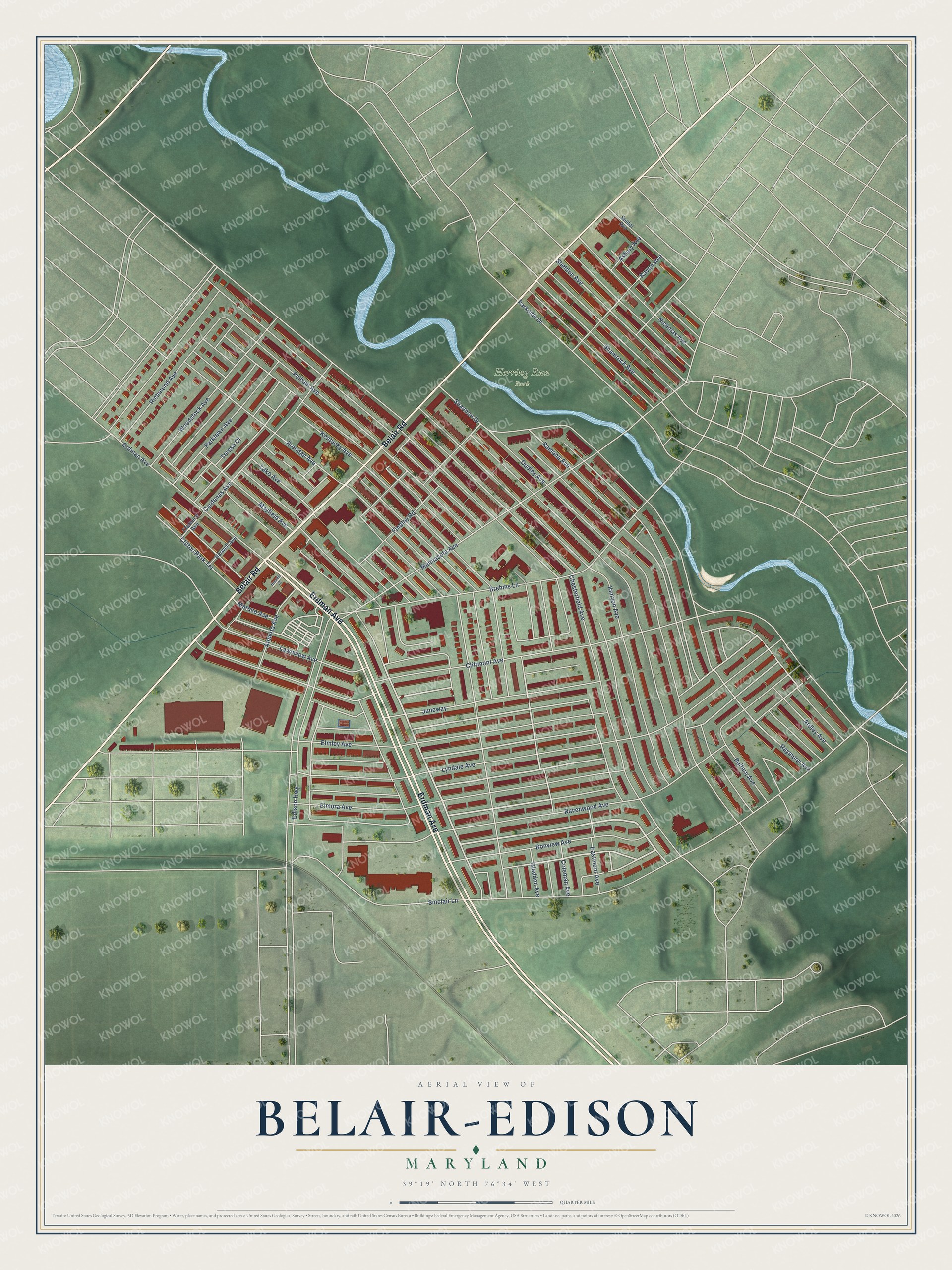 Watermarked full-map preview of Belair-Edison, Maryland