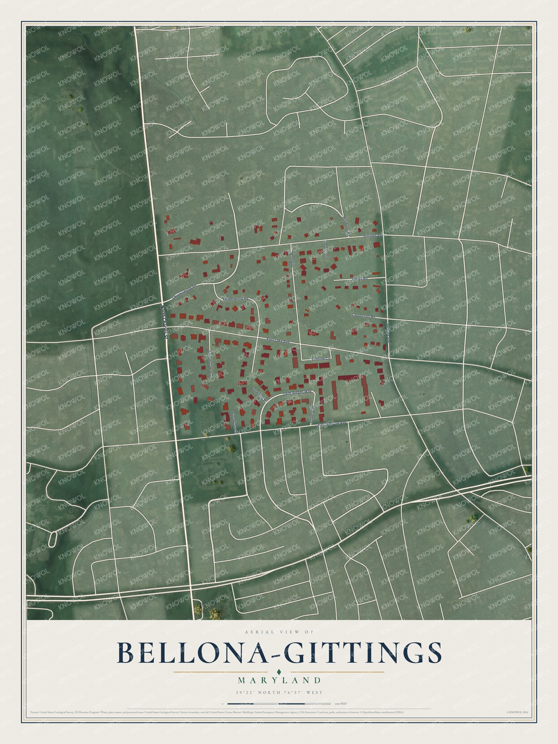 Watermarked full-map preview of Bellona-Gittings, Maryland