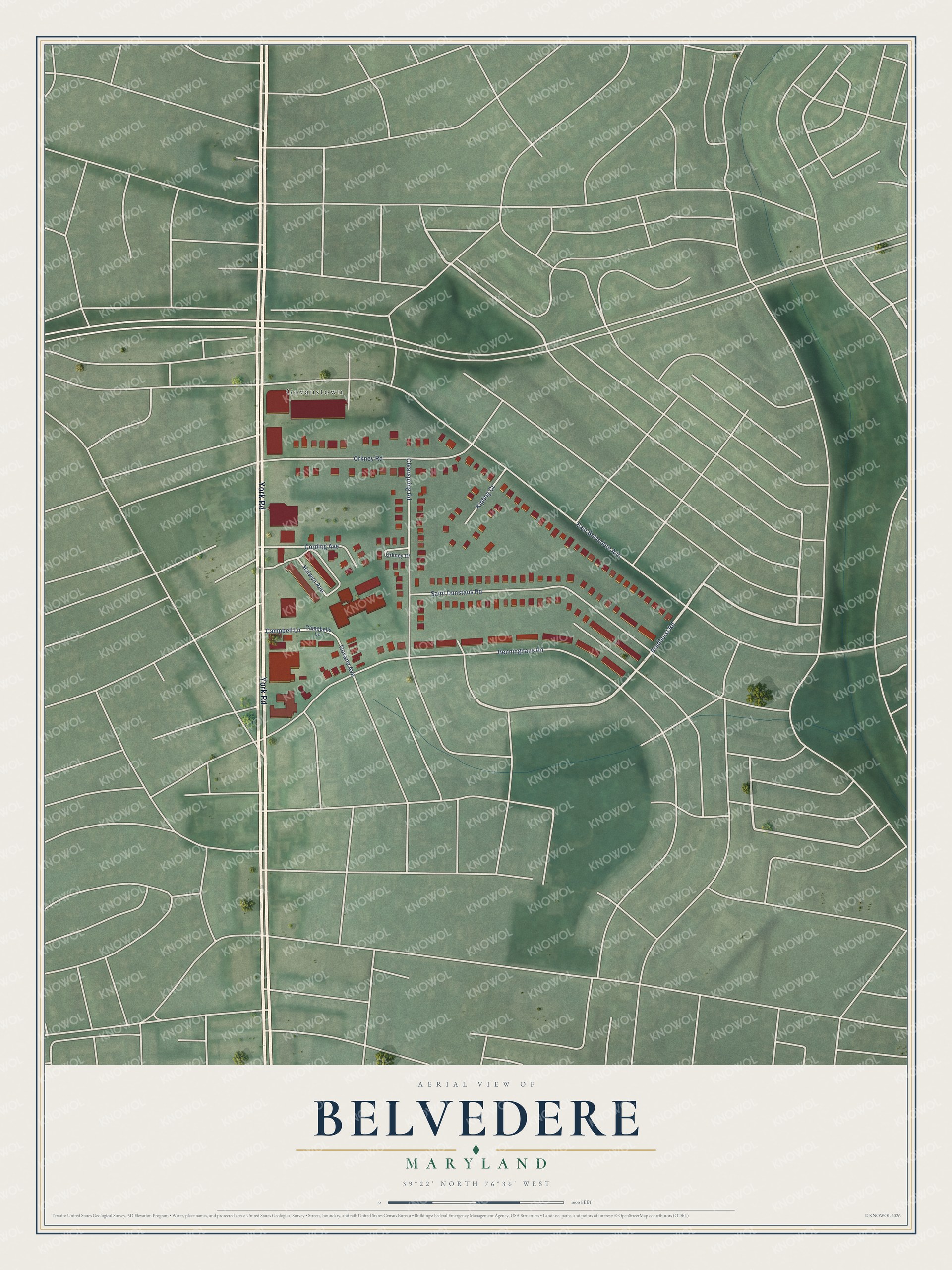 Watermarked full-map preview of Belvedere, Maryland
