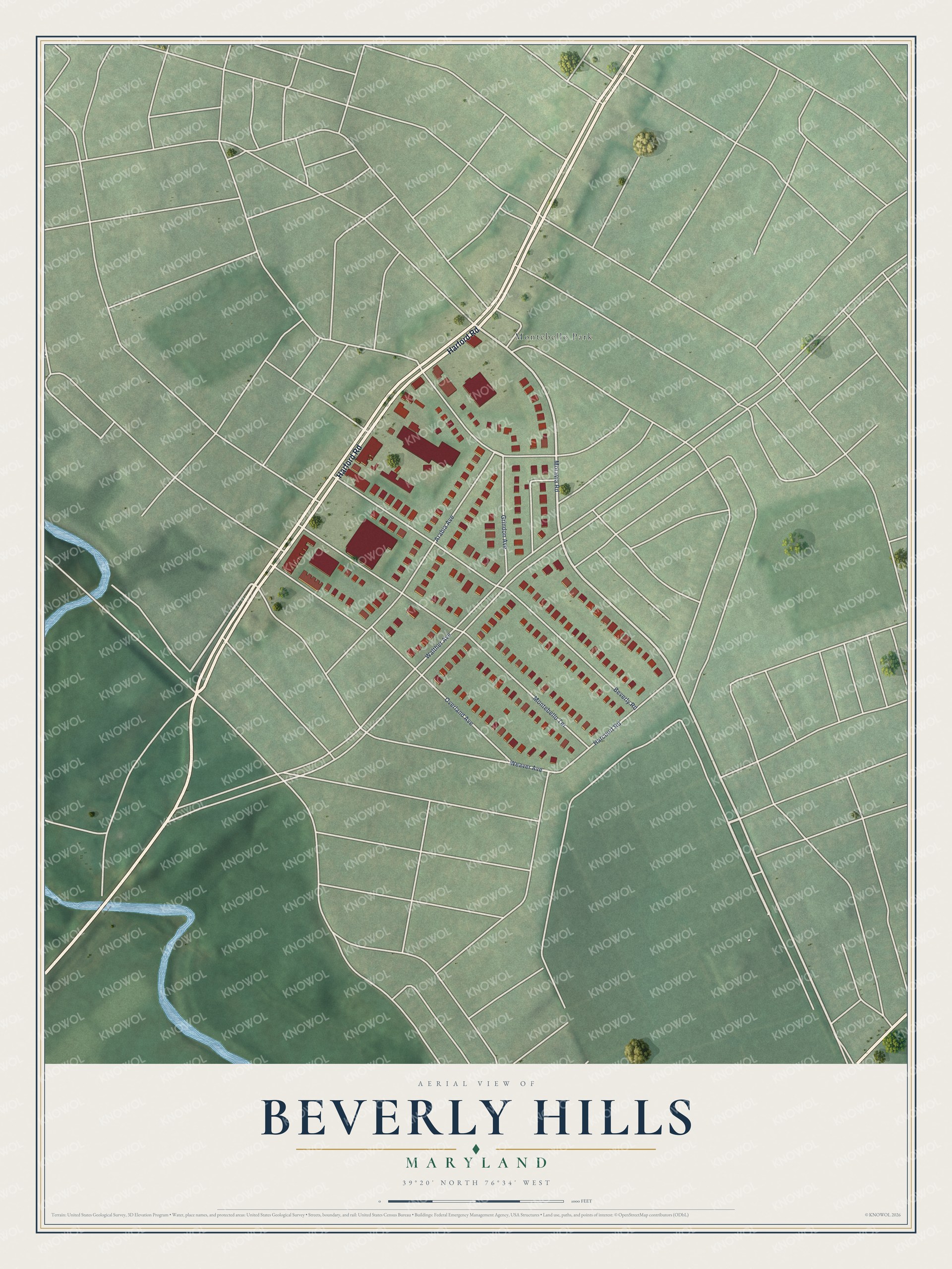 Watermarked full-map preview of Beverly Hills, Maryland
