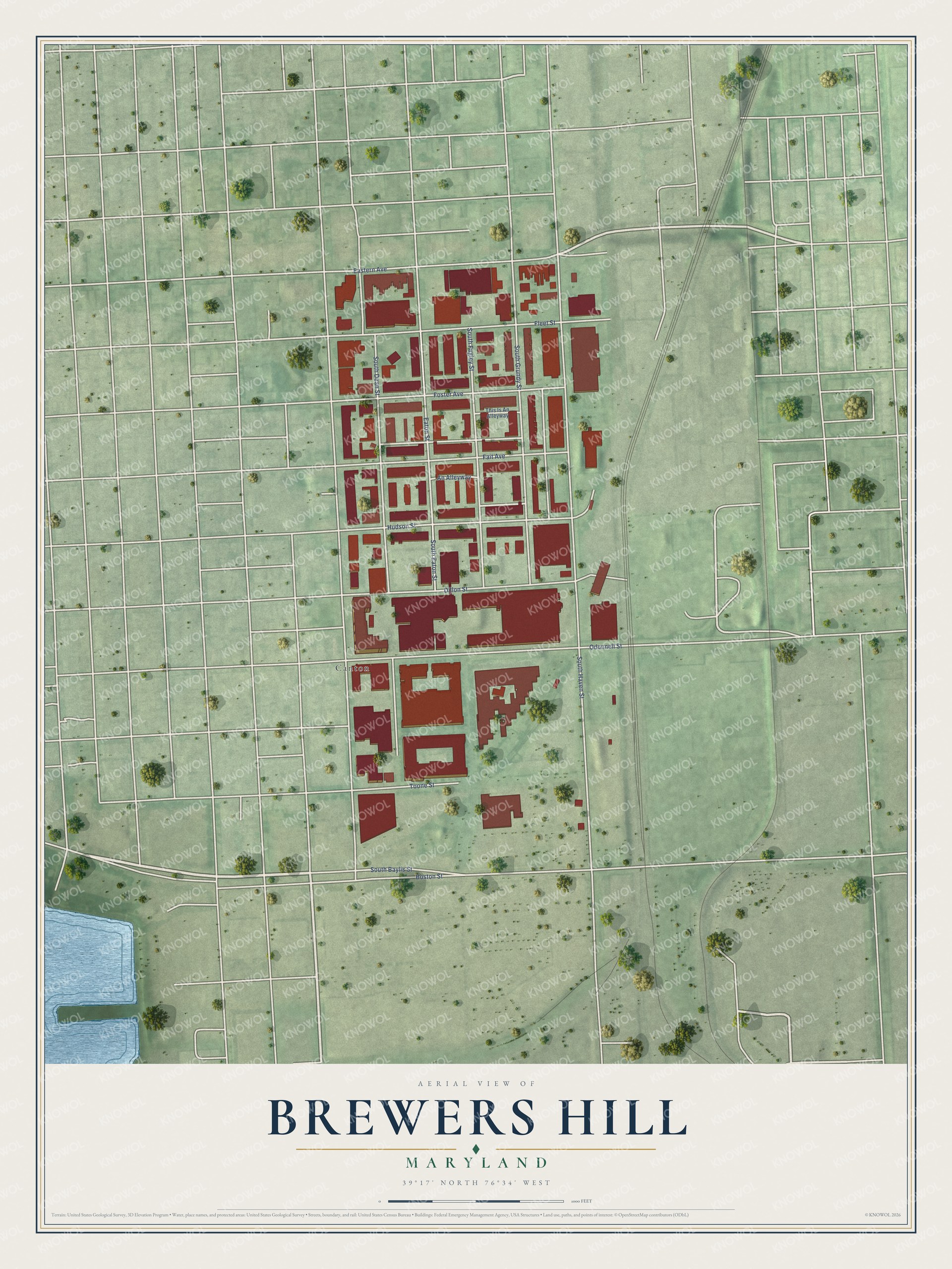 Watermarked full-map preview of Brewers Hill, Maryland