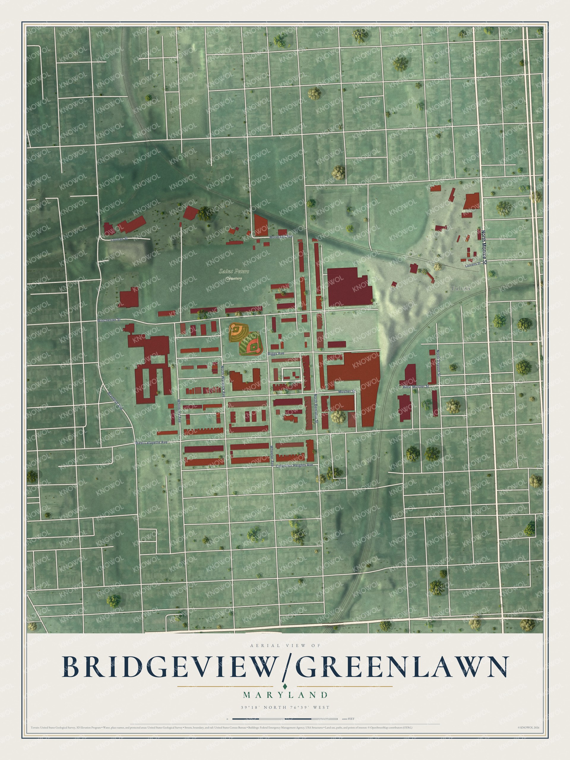Watermarked full-map preview of Bridgeview/Greenlawn, Maryland