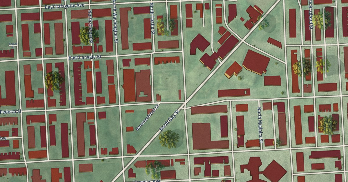 Map of Broadway East, Baltimore, Maryland in 2026