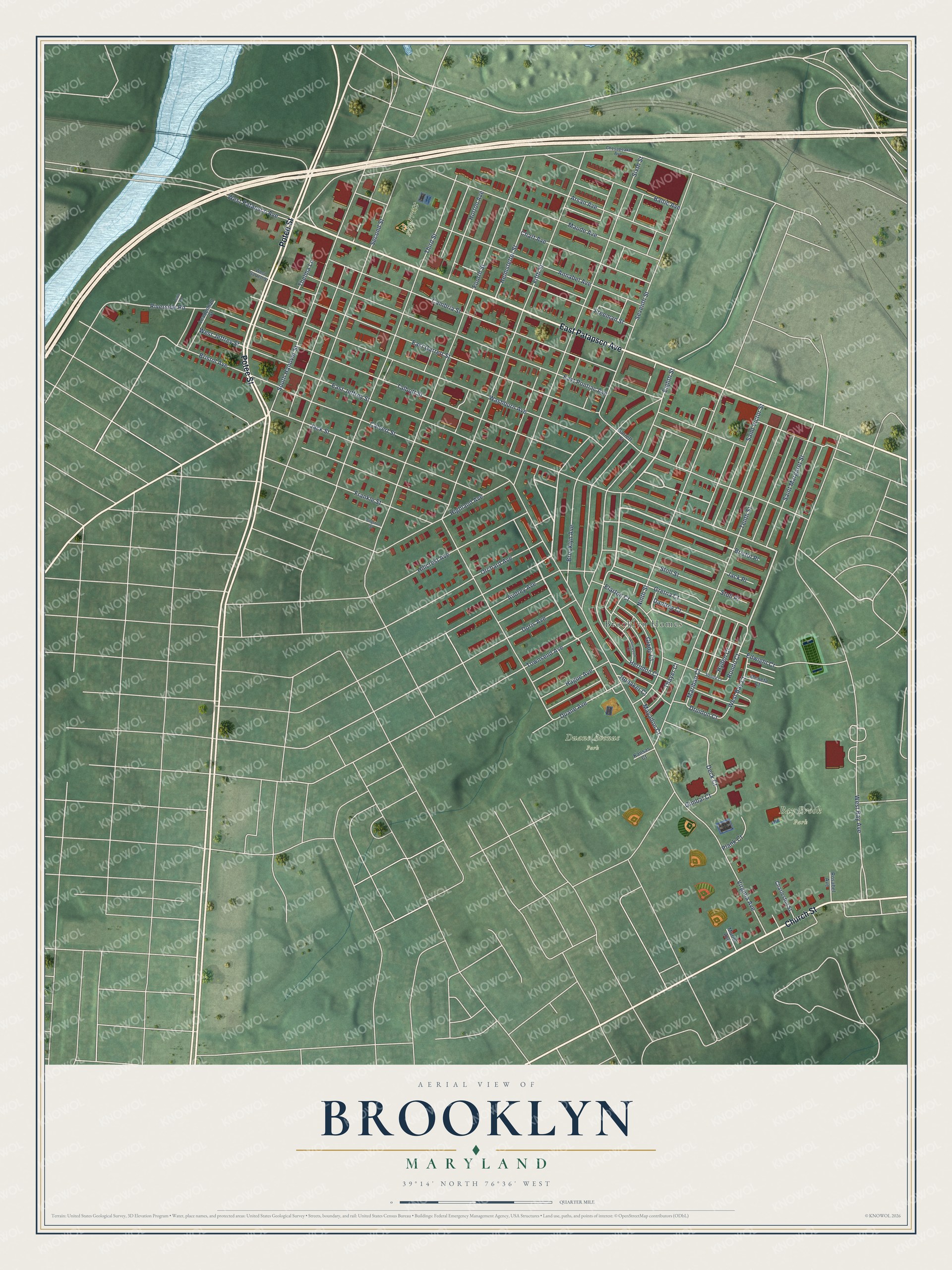 Watermarked full-map preview of Brooklyn, Maryland