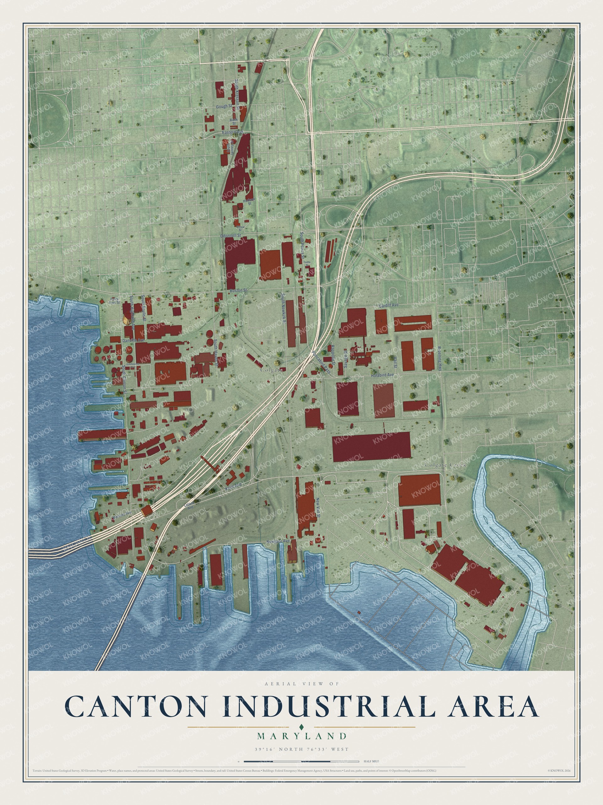 Watermarked full-map preview of Canton Industrial Area, Maryland