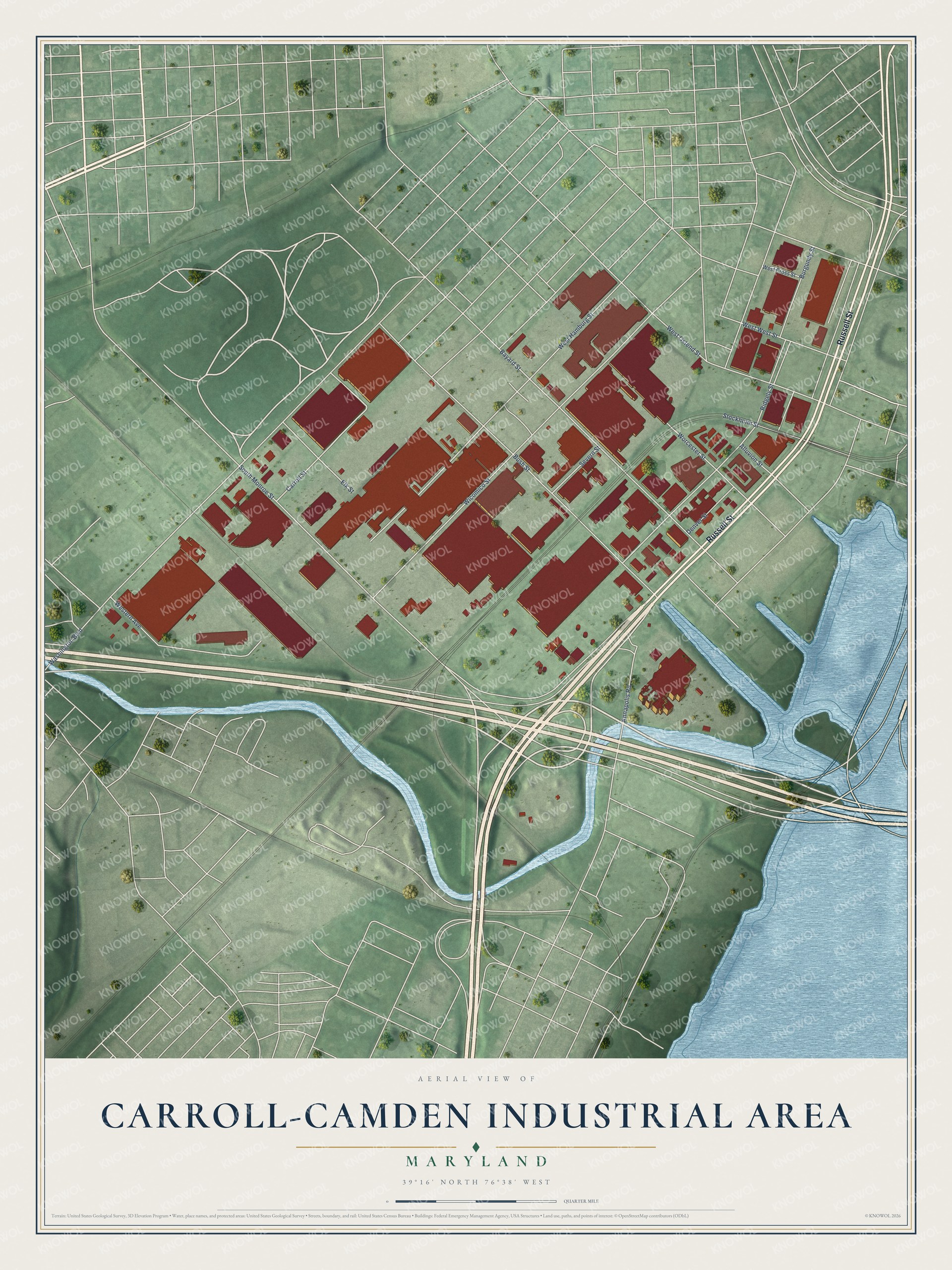 Watermarked full-map preview of Carroll-Camden Industrial Area, Maryland