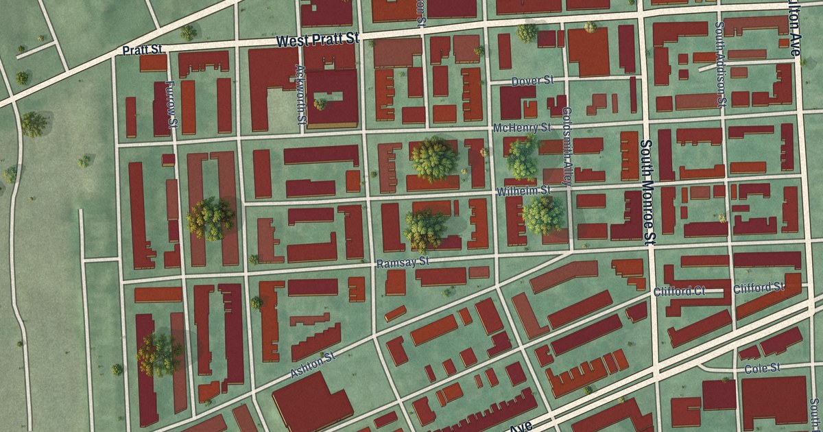 Map of Carrollton Ridge, Baltimore, Maryland in 2026