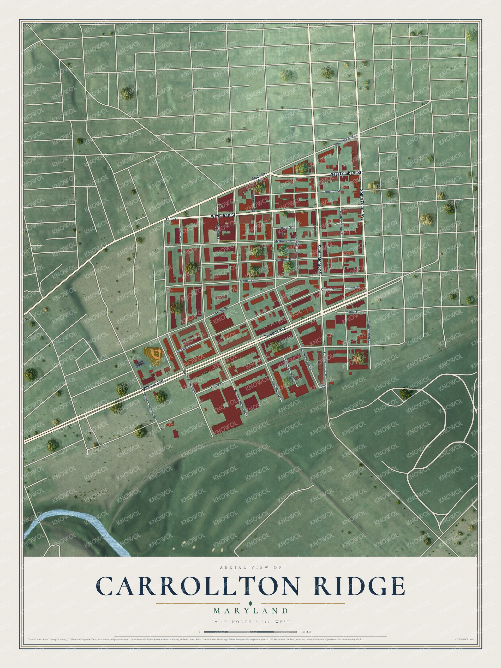 Watermarked full-map preview of Carrollton Ridge, Maryland