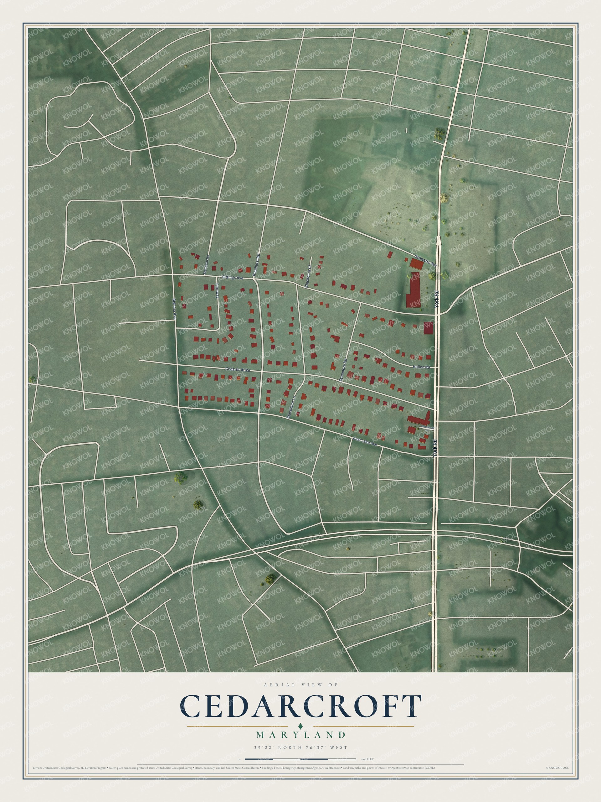 Watermarked full-map preview of Cedarcroft, Maryland