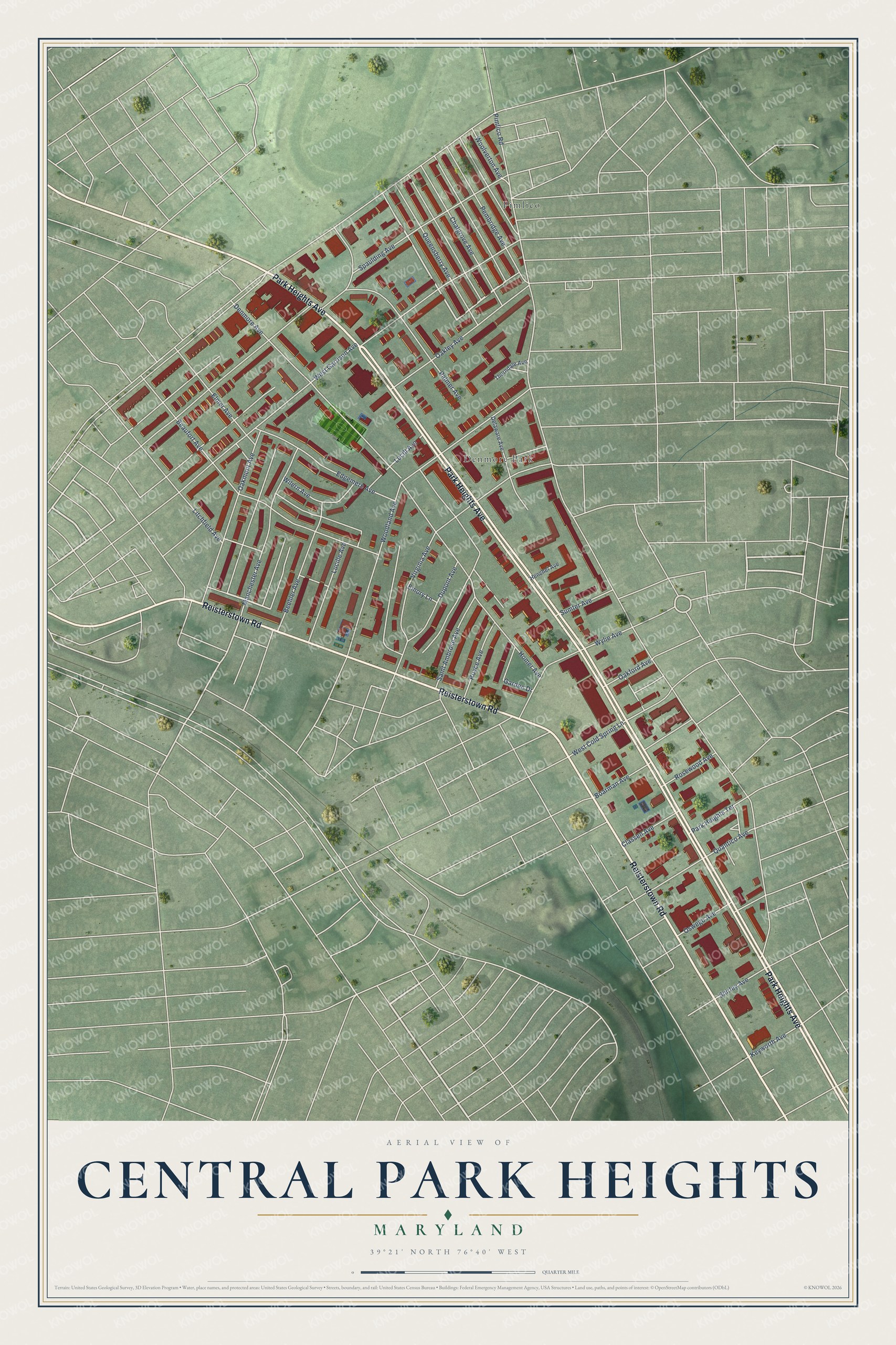Watermarked full-map preview of Central Park Heights, Maryland