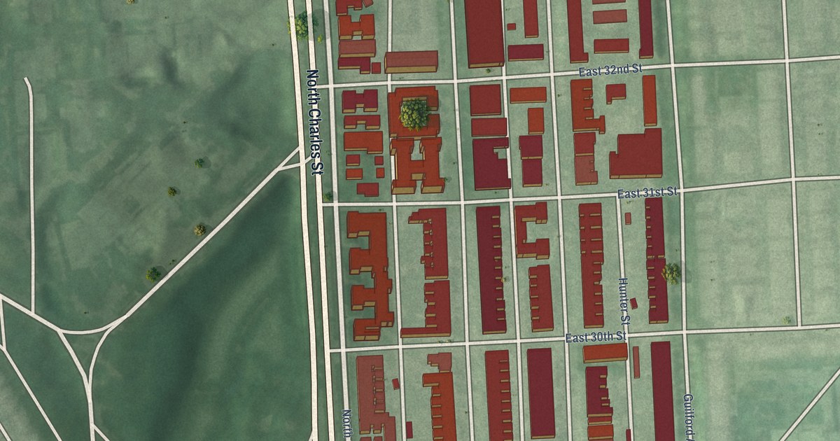 Map of Charles Village, Baltimore, Maryland in 2026