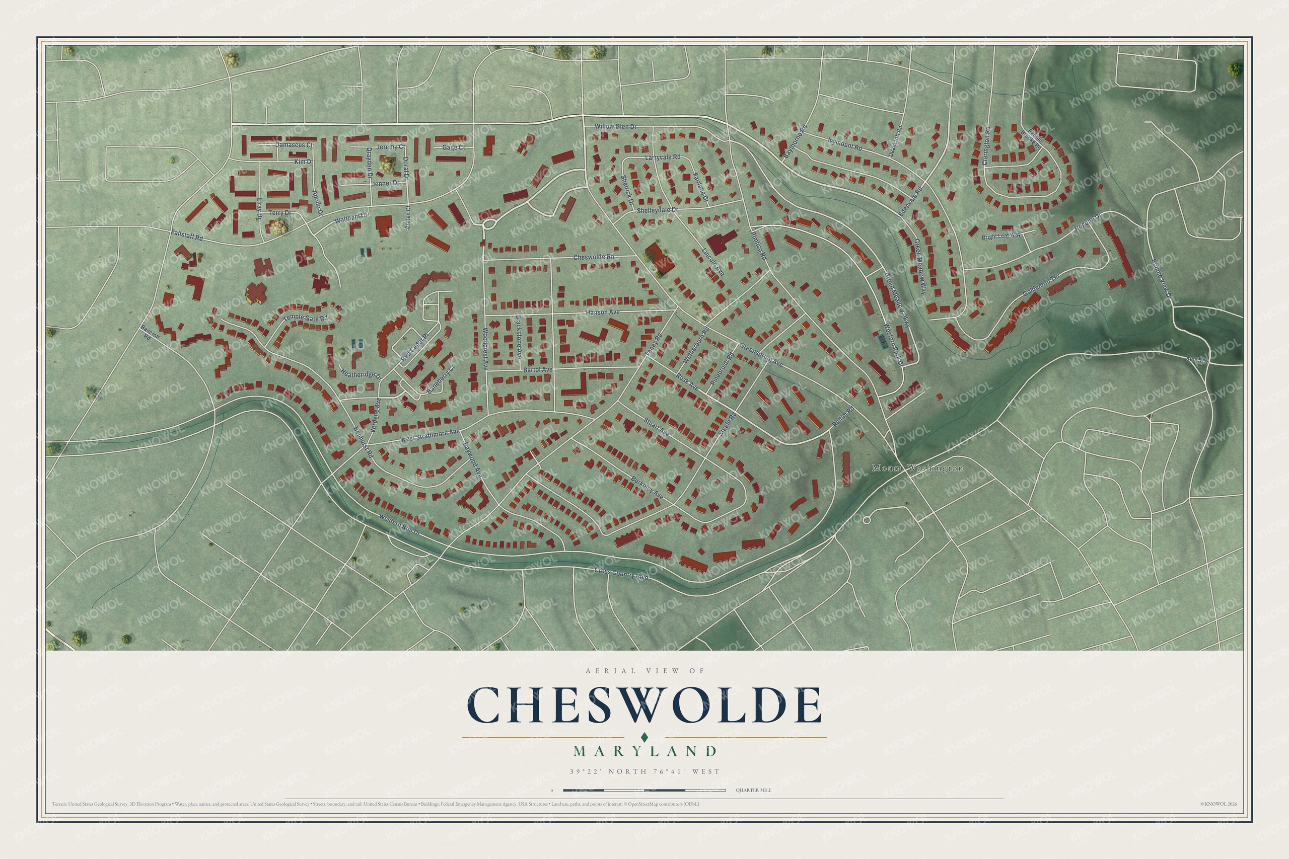 Watermarked full-map preview of Cheswolde, Maryland