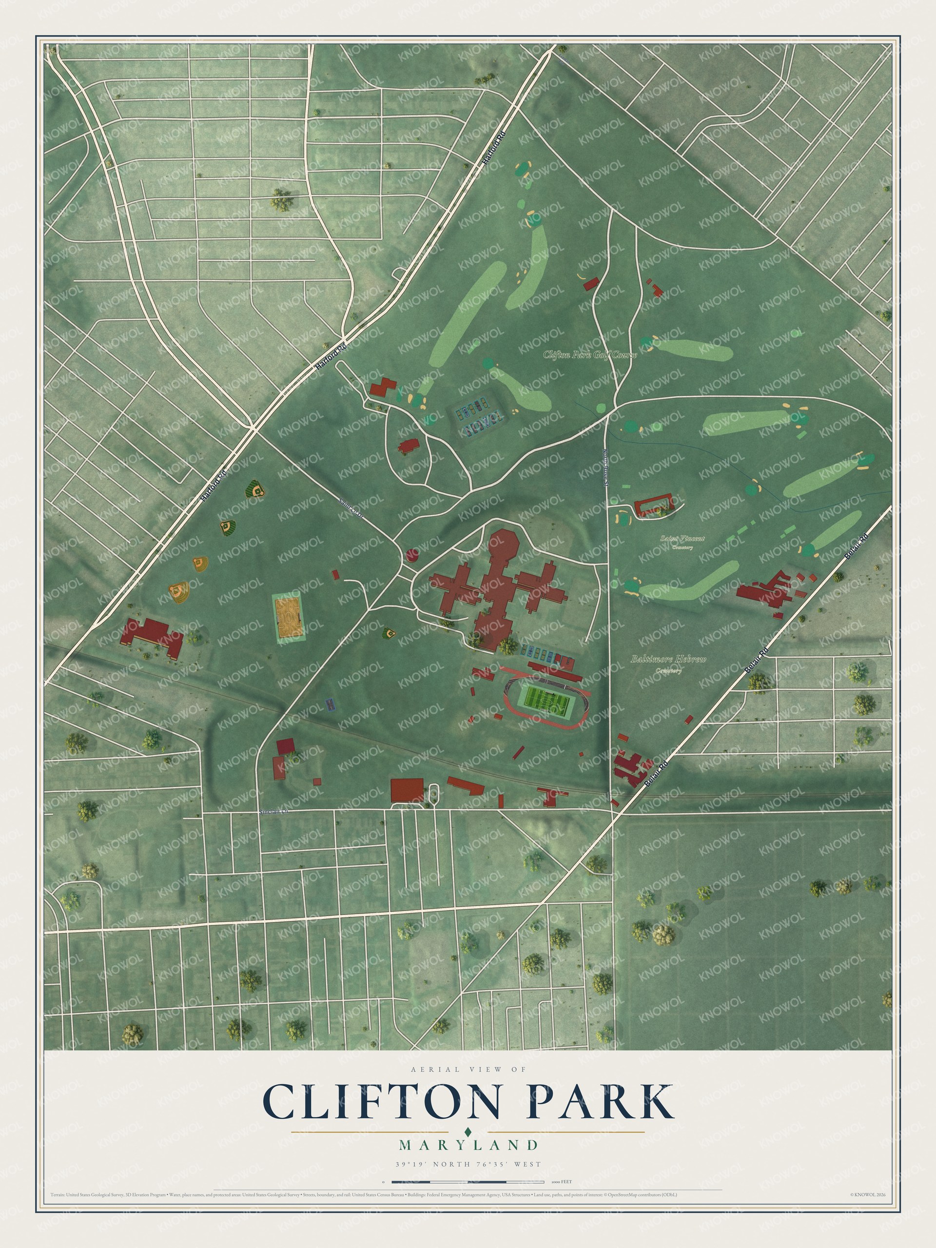 Watermarked full-map preview of Clifton Park, Maryland