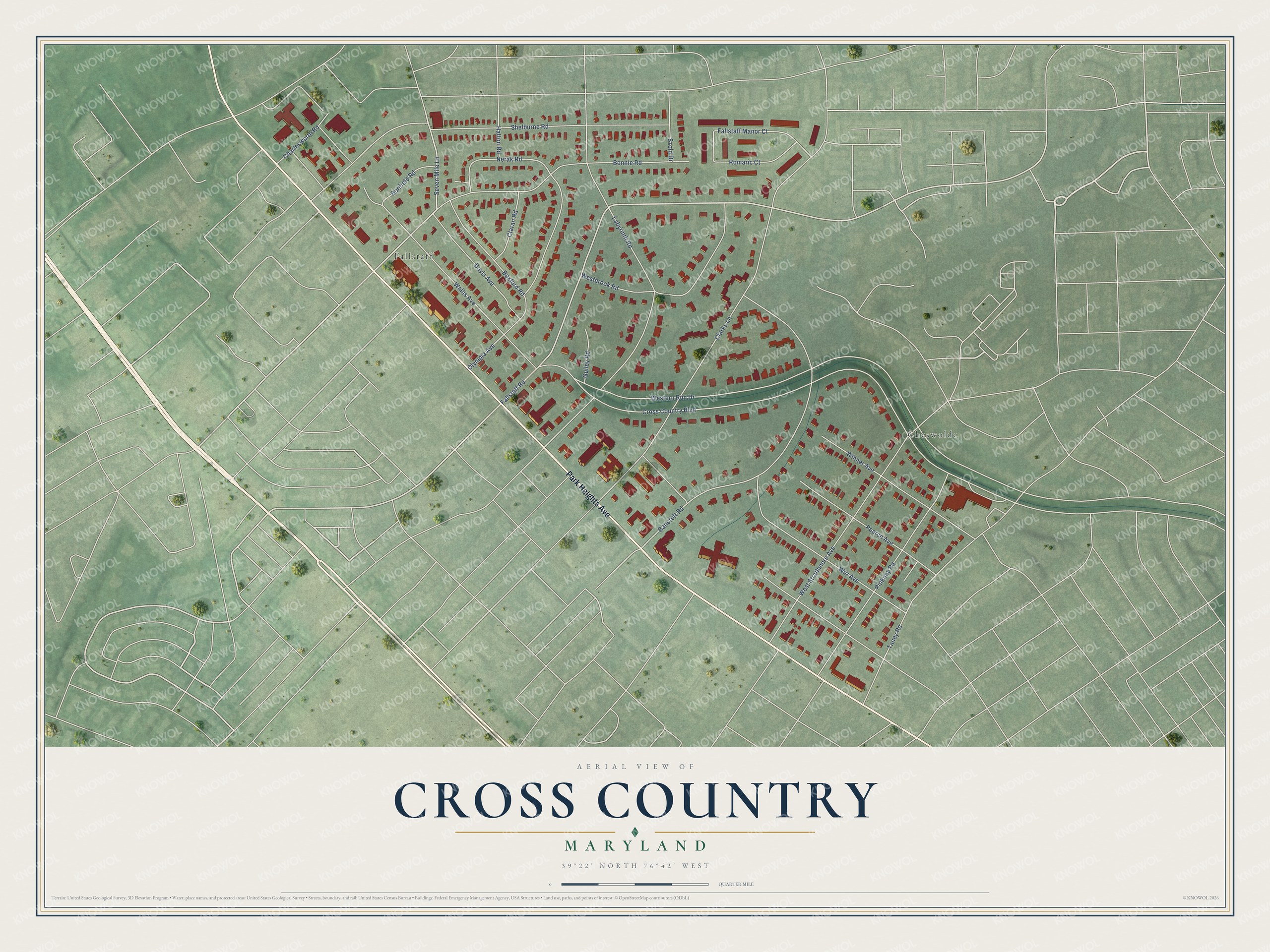 Watermarked full-map preview of Cross Country, Maryland