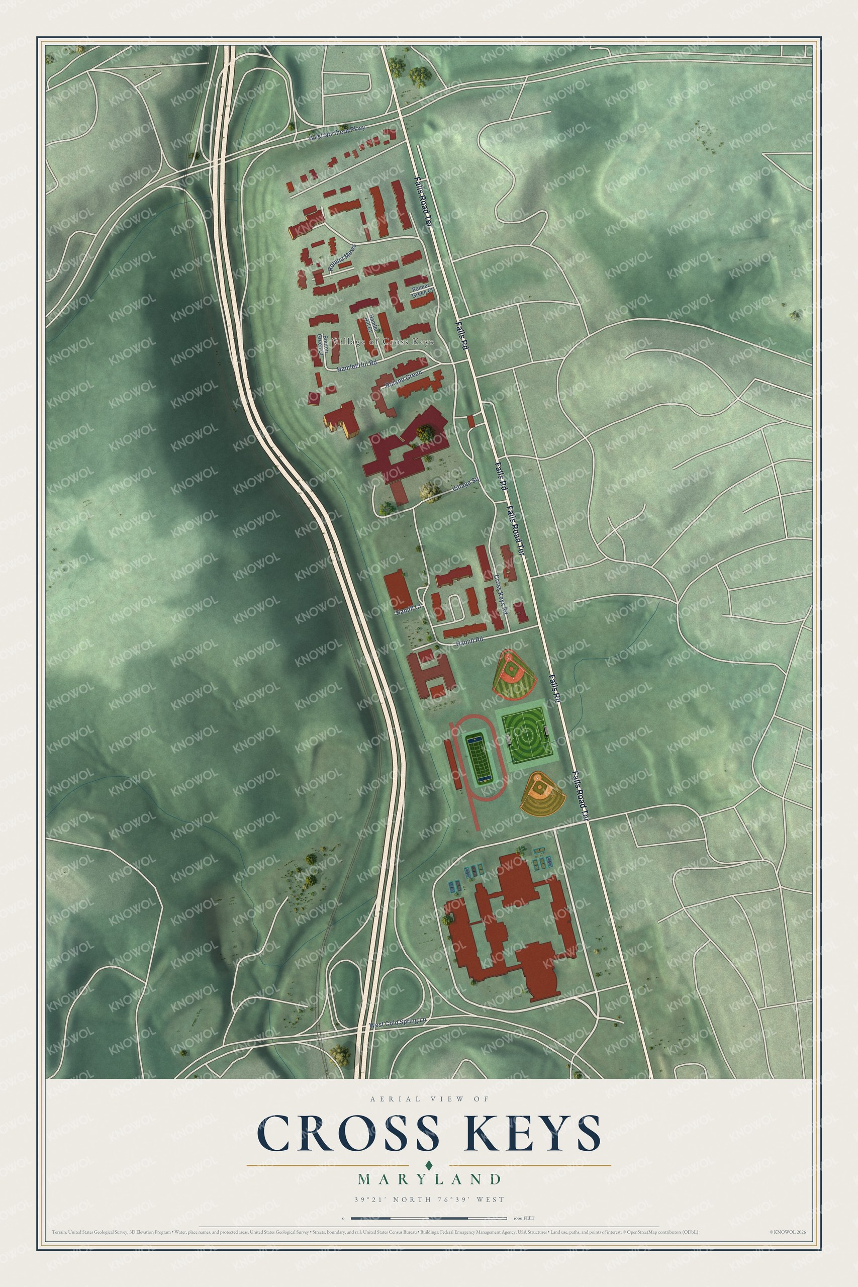 Watermarked full-map preview of Cross Keys, Maryland
