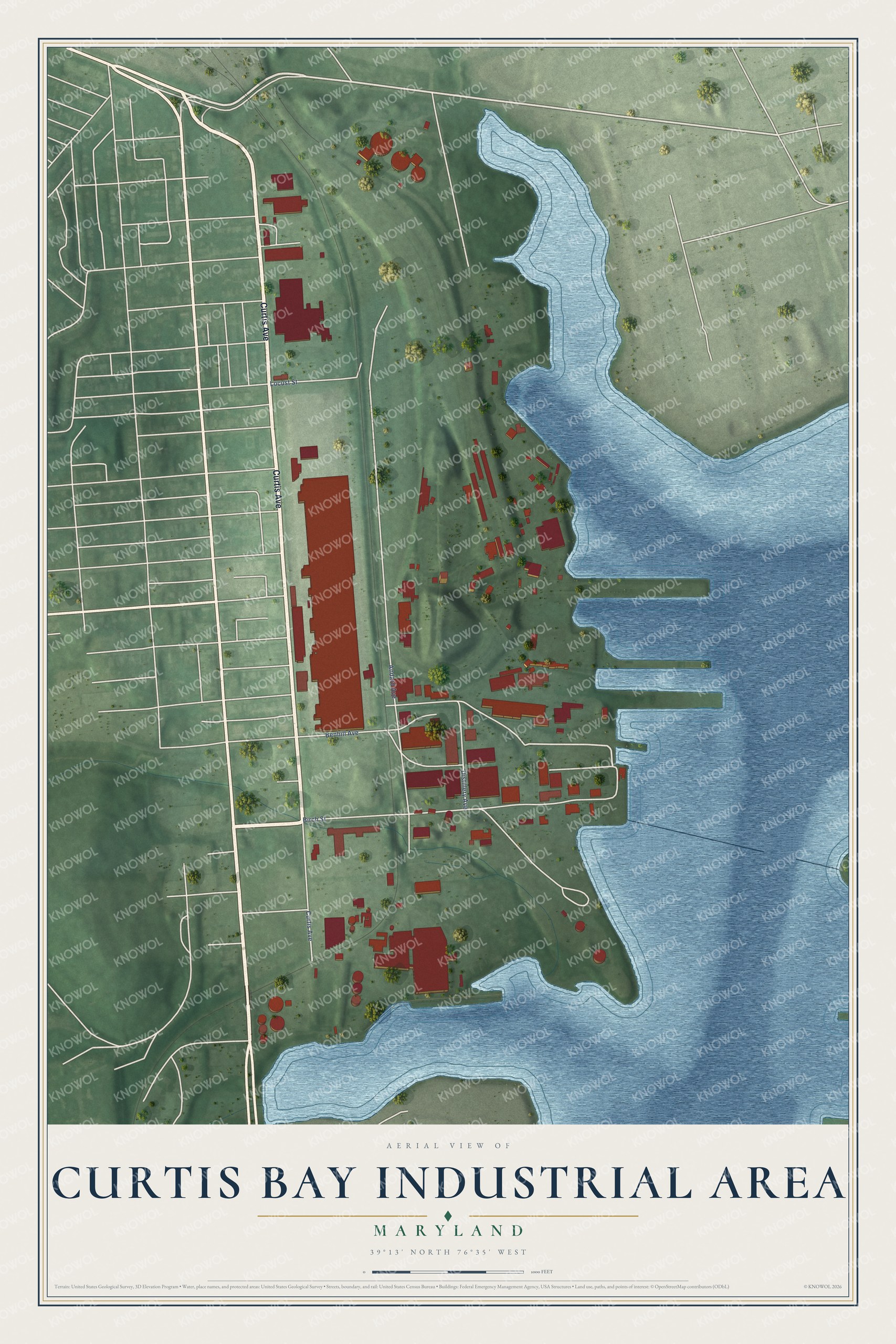 Watermarked full-map preview of Curtis Bay Industrial Area, Maryland