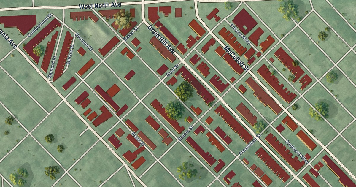 Map of Druid Heights, Baltimore, Maryland in 2026