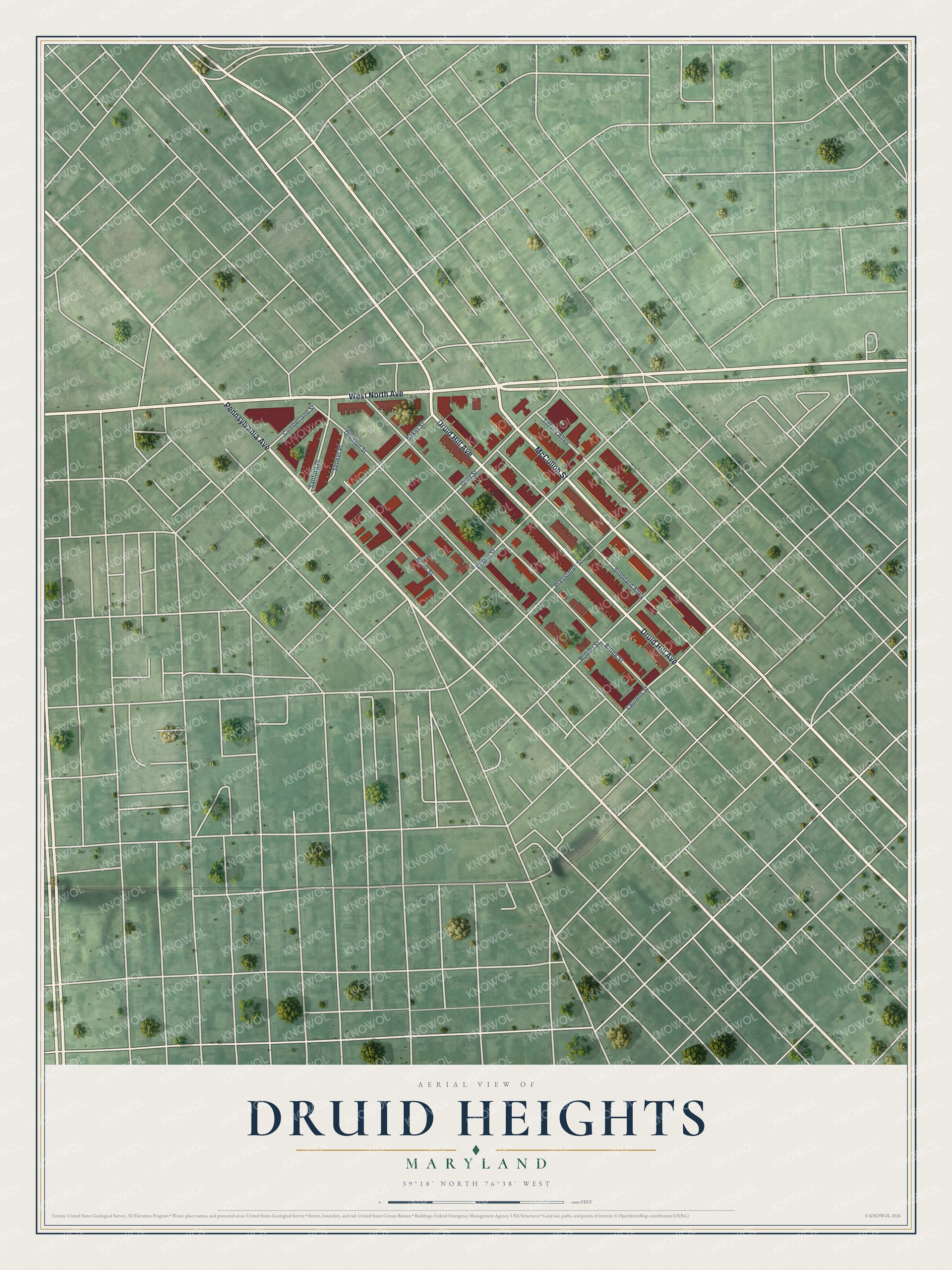 Watermarked full-map preview of Druid Heights, Maryland