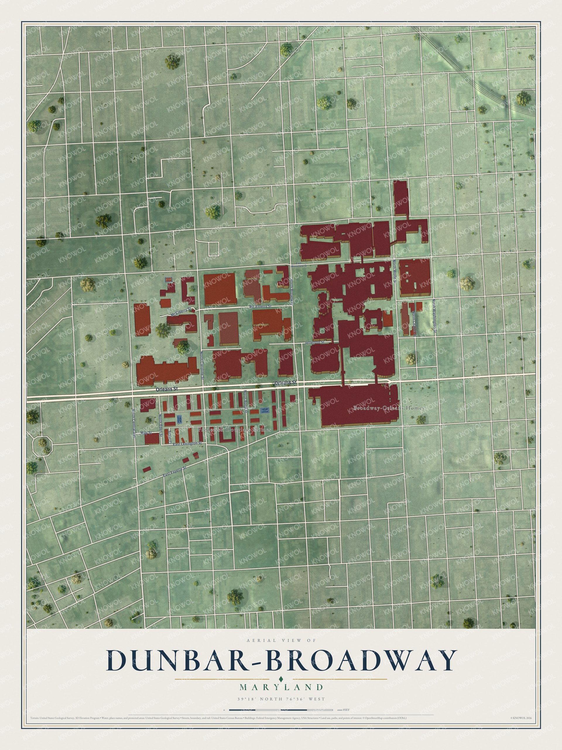 Watermarked full-map preview of Dunbar-Broadway, Maryland