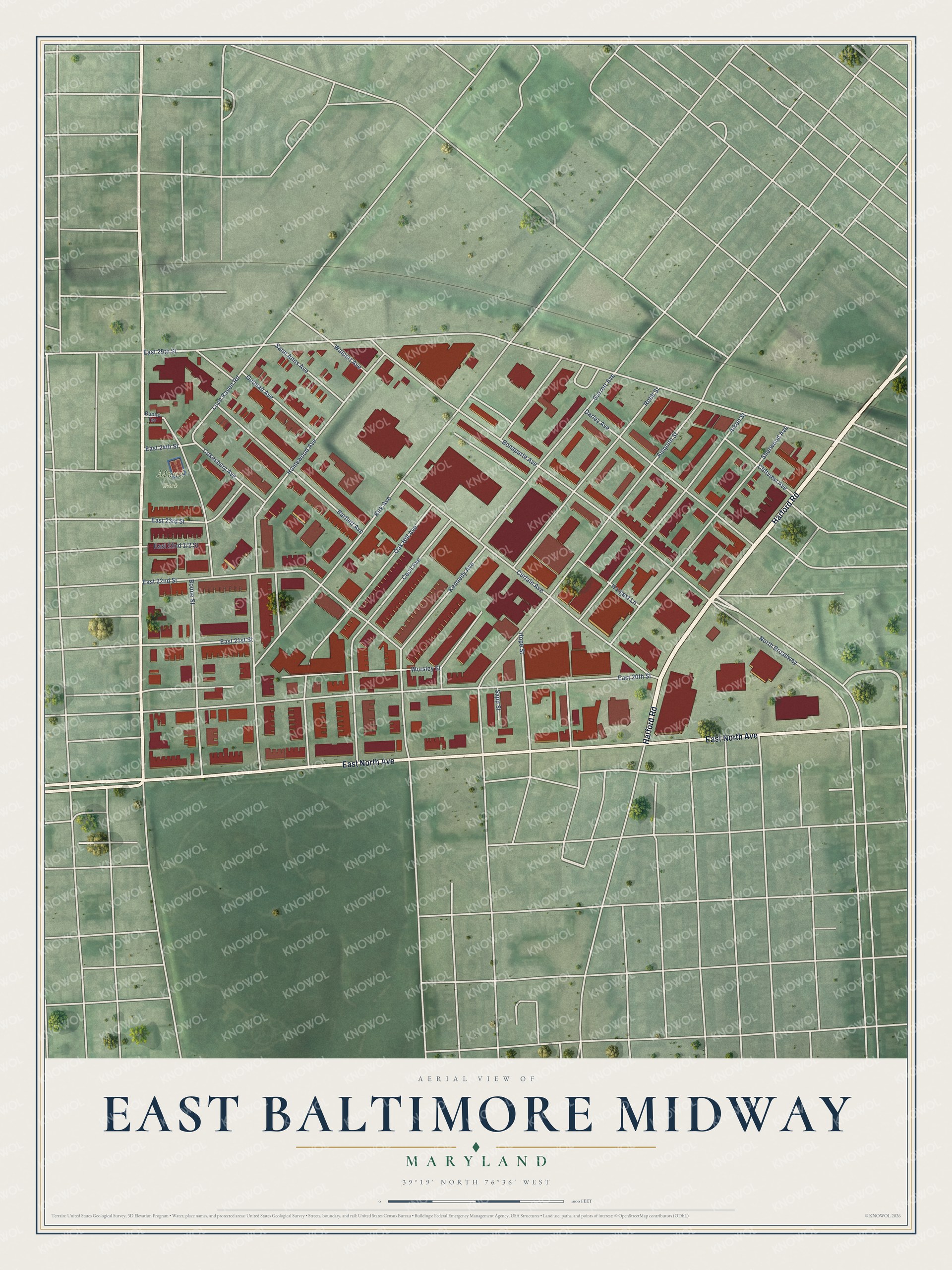 Watermarked full-map preview of East Baltimore Midway, Maryland