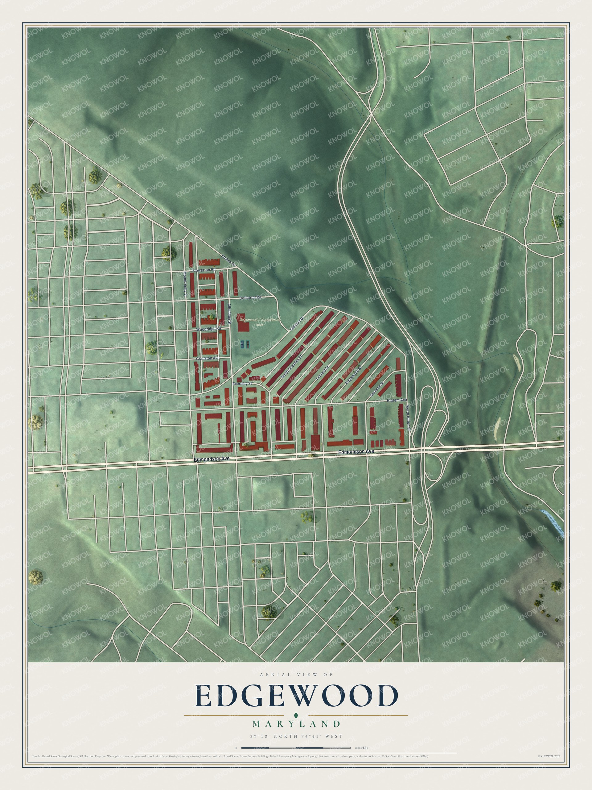 Watermarked full-map preview of Edgewood, Maryland