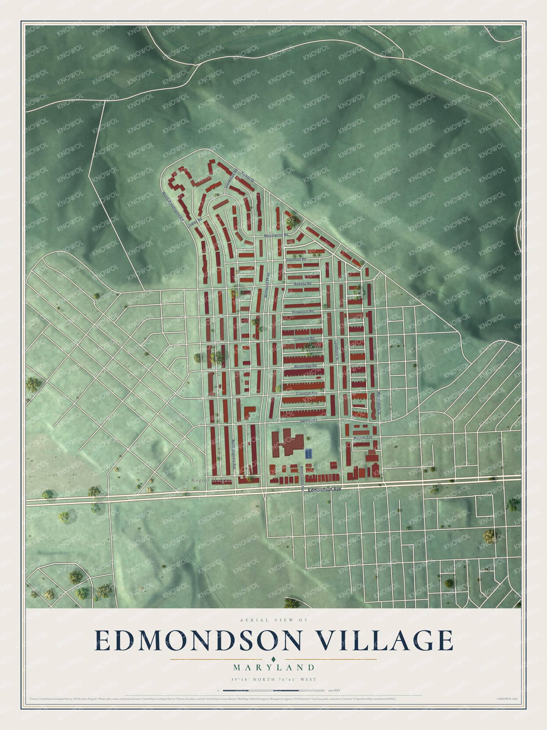 Watermarked full-map preview of Edmondson Village, Maryland