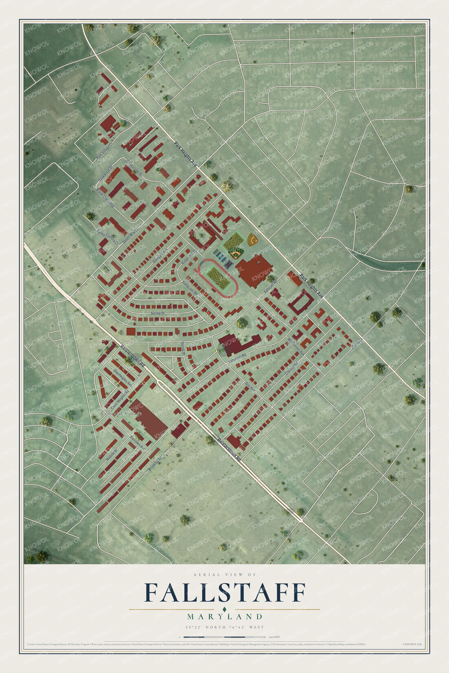 Watermarked full-map preview of Fallstaff, Maryland