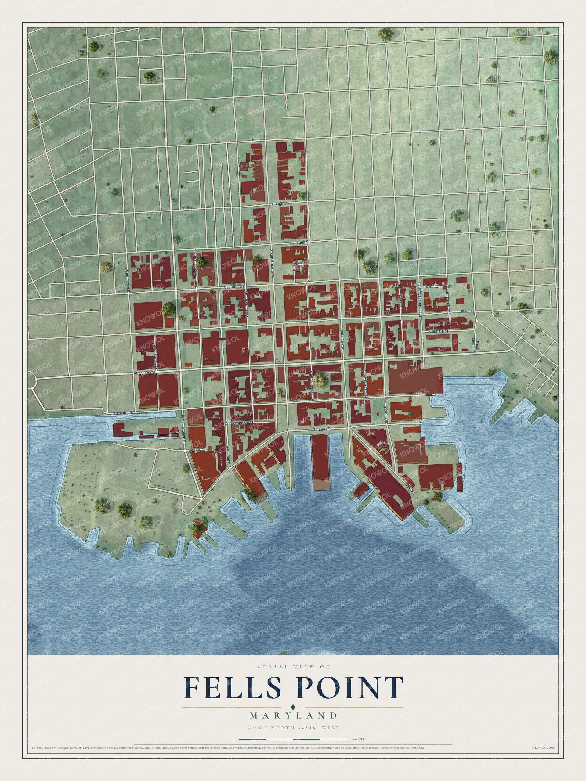 Watermarked full-map preview of Fells Point, Maryland