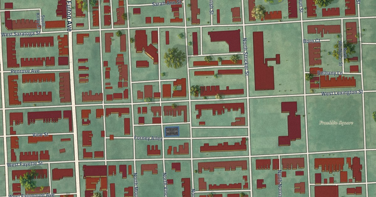 Map of Franklin Square, Baltimore, Maryland in 2026