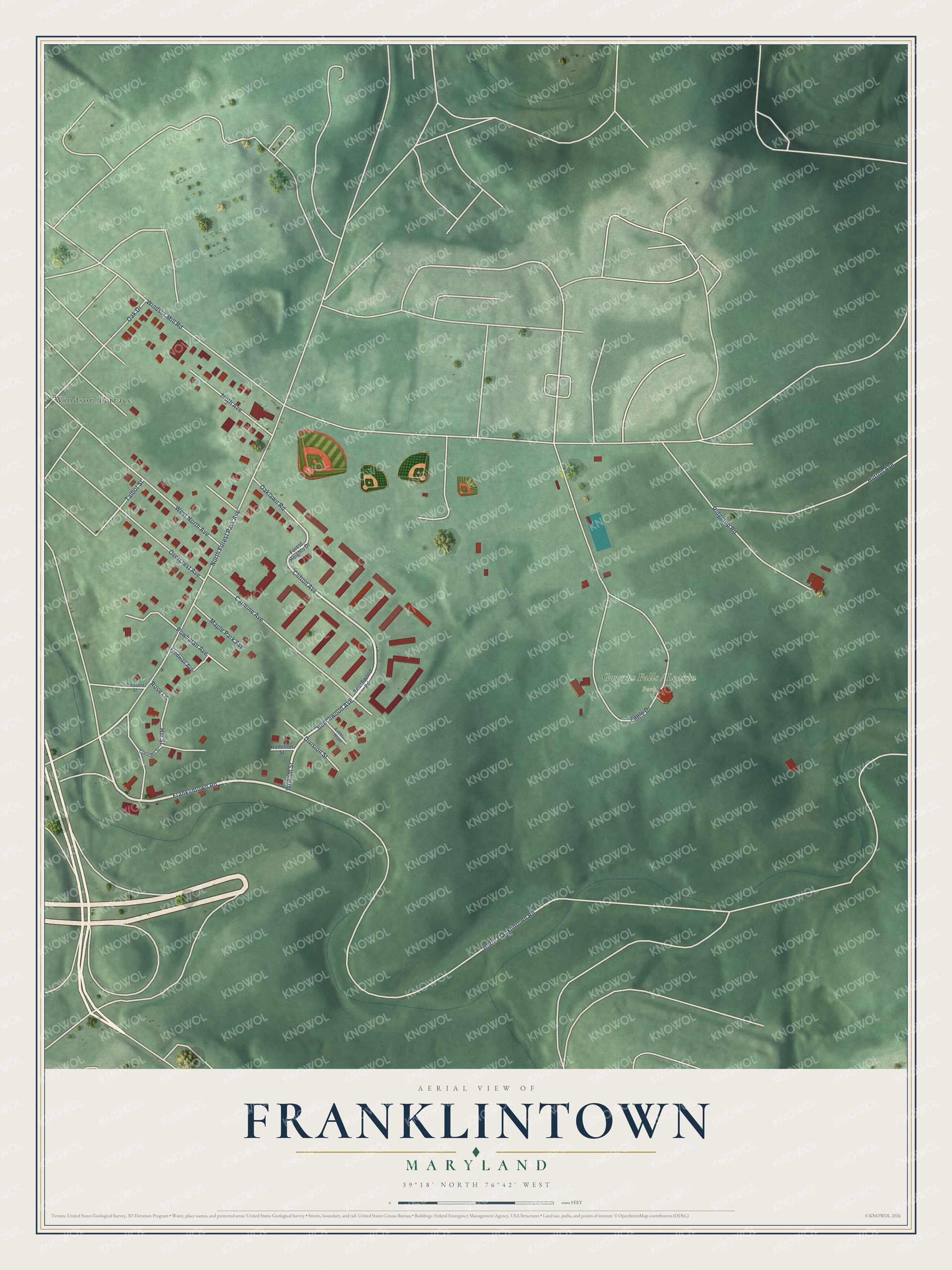 Watermarked full-map preview of Franklintown, Maryland