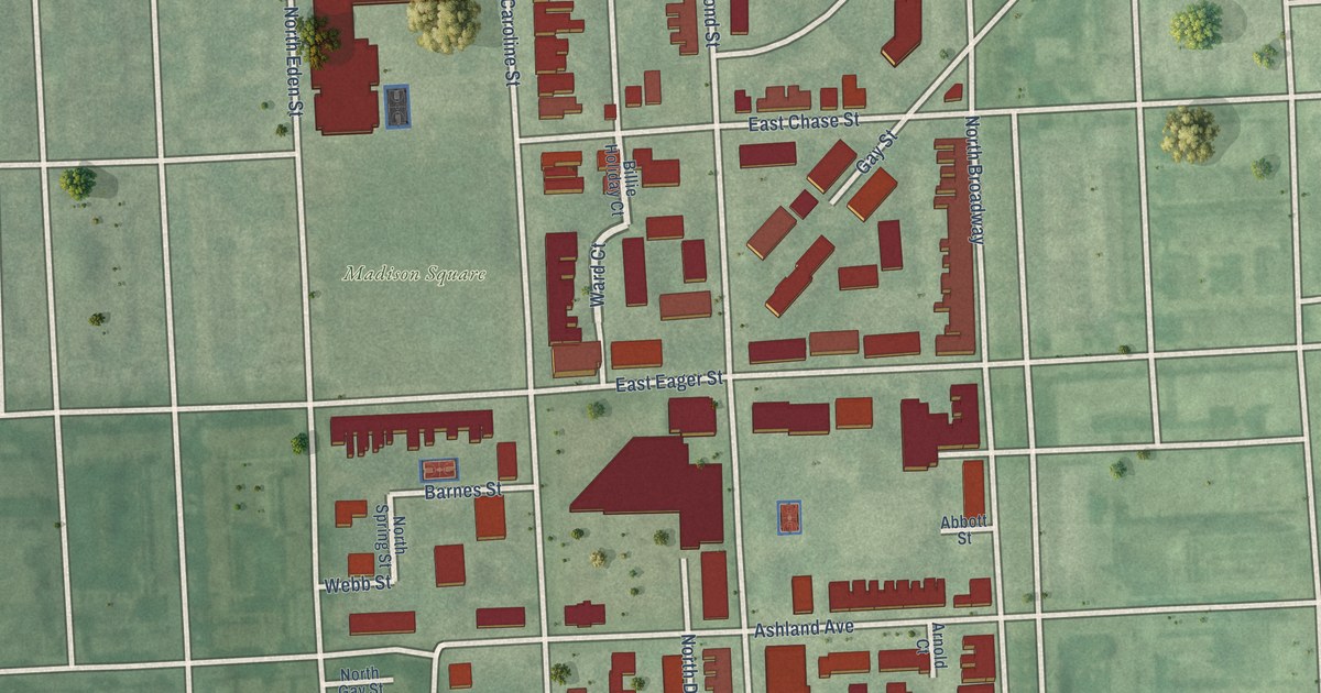 Map of Gay Street, Baltimore, Maryland in 2026