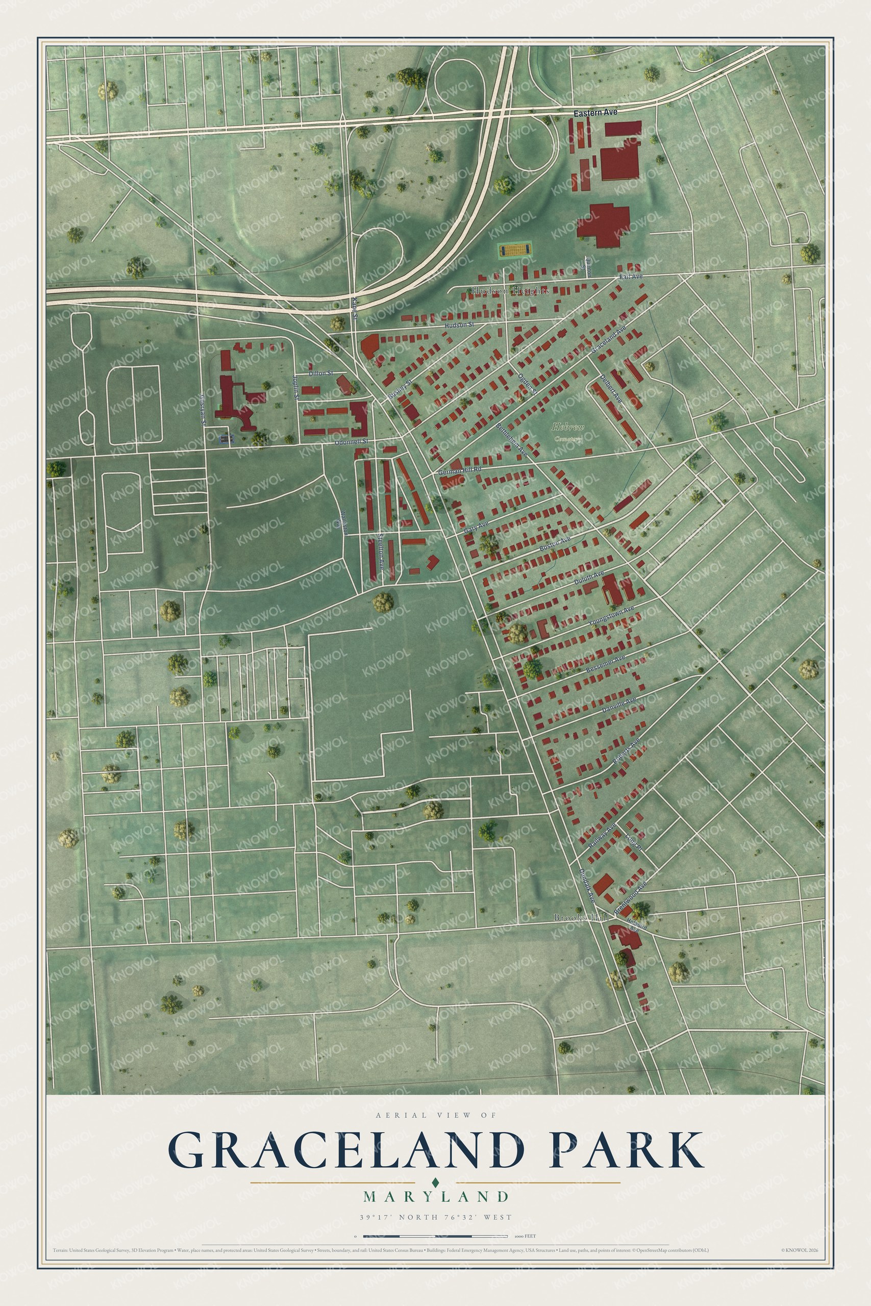 Watermarked full-map preview of Graceland Park, Maryland