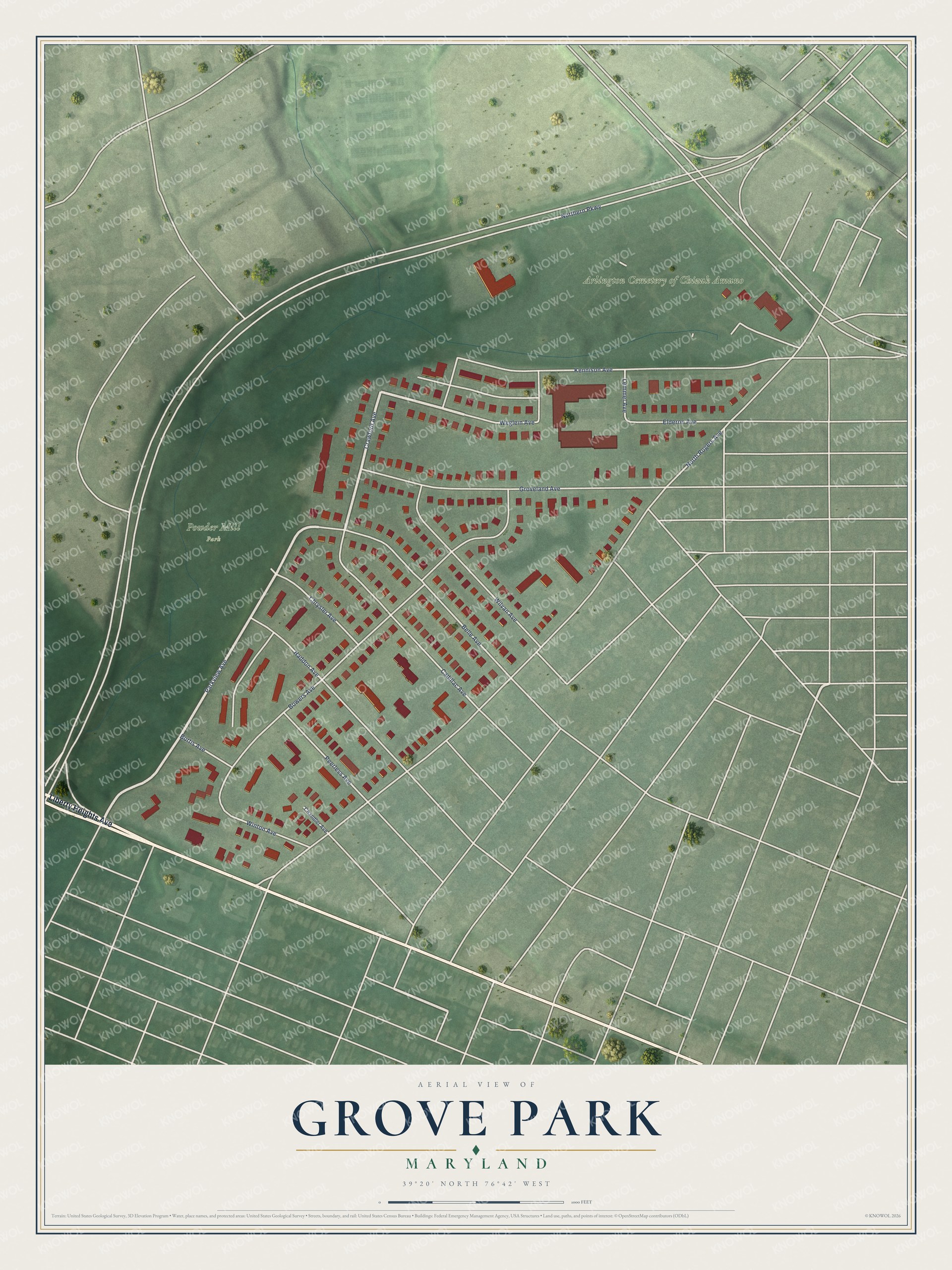 Watermarked full-map preview of Grove Park, Maryland