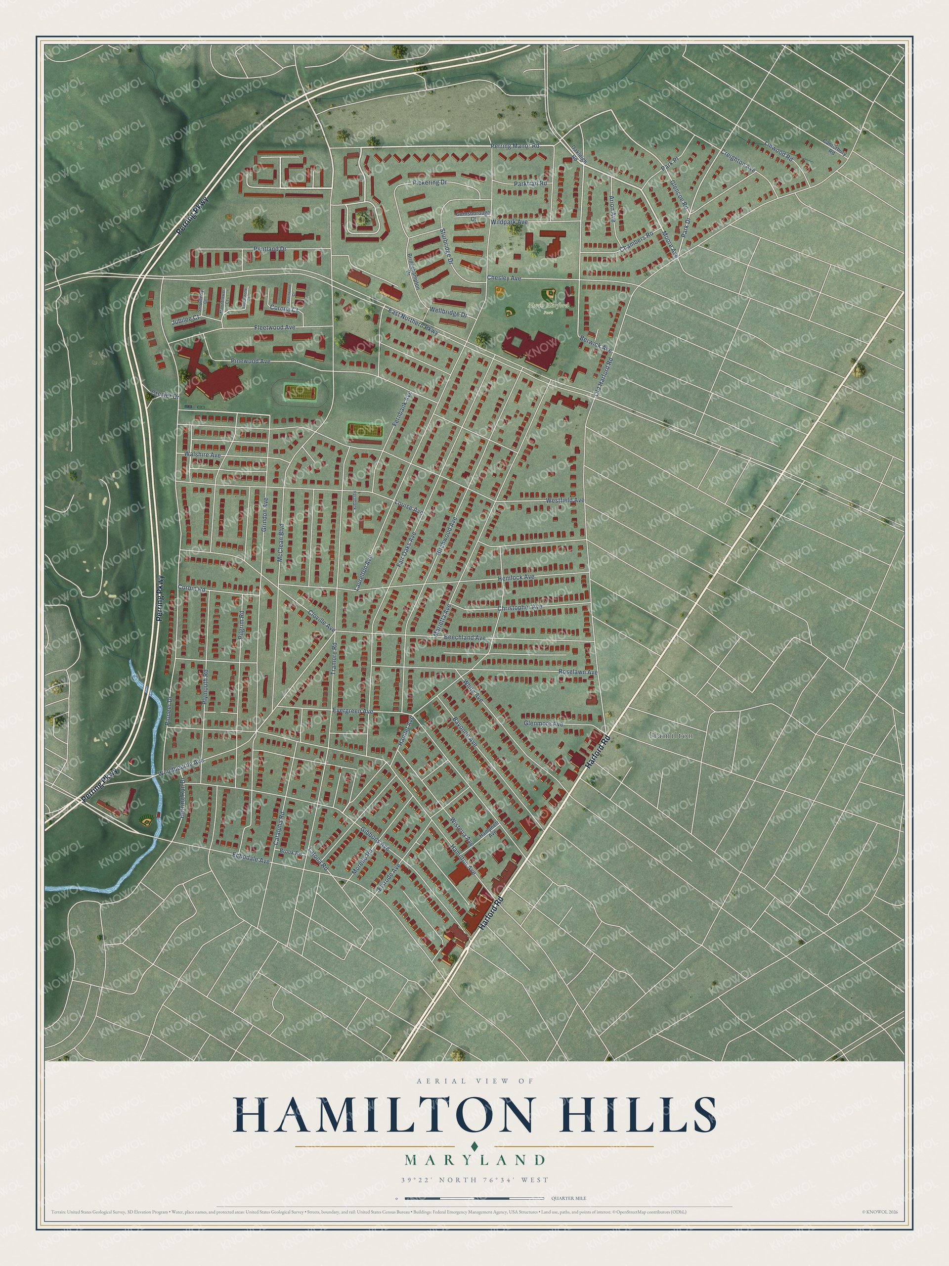 Watermarked full-map preview of Hamilton Hills, Maryland
