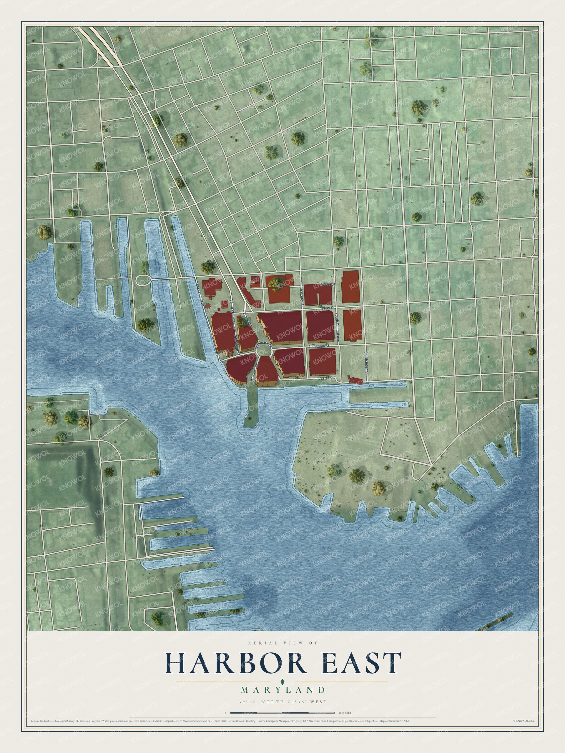 Watermarked full-map preview of Harbor East, Maryland
