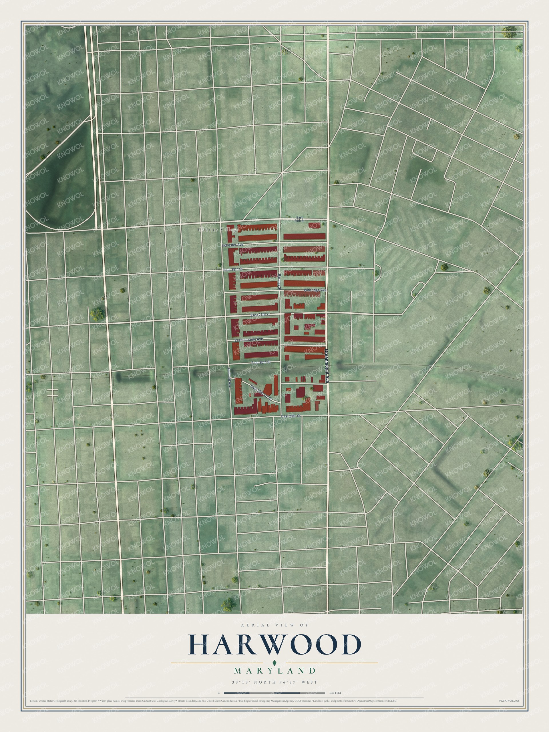 Watermarked full-map preview of Harwood, Maryland