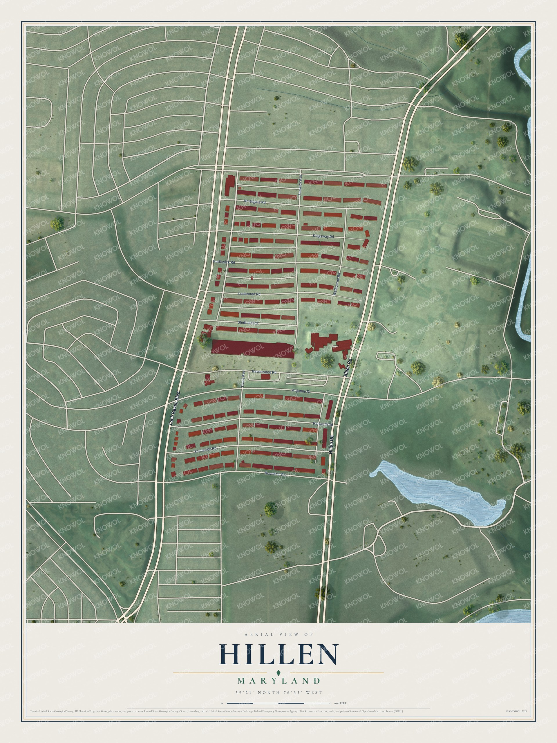 Watermarked full-map preview of Hillen, Maryland