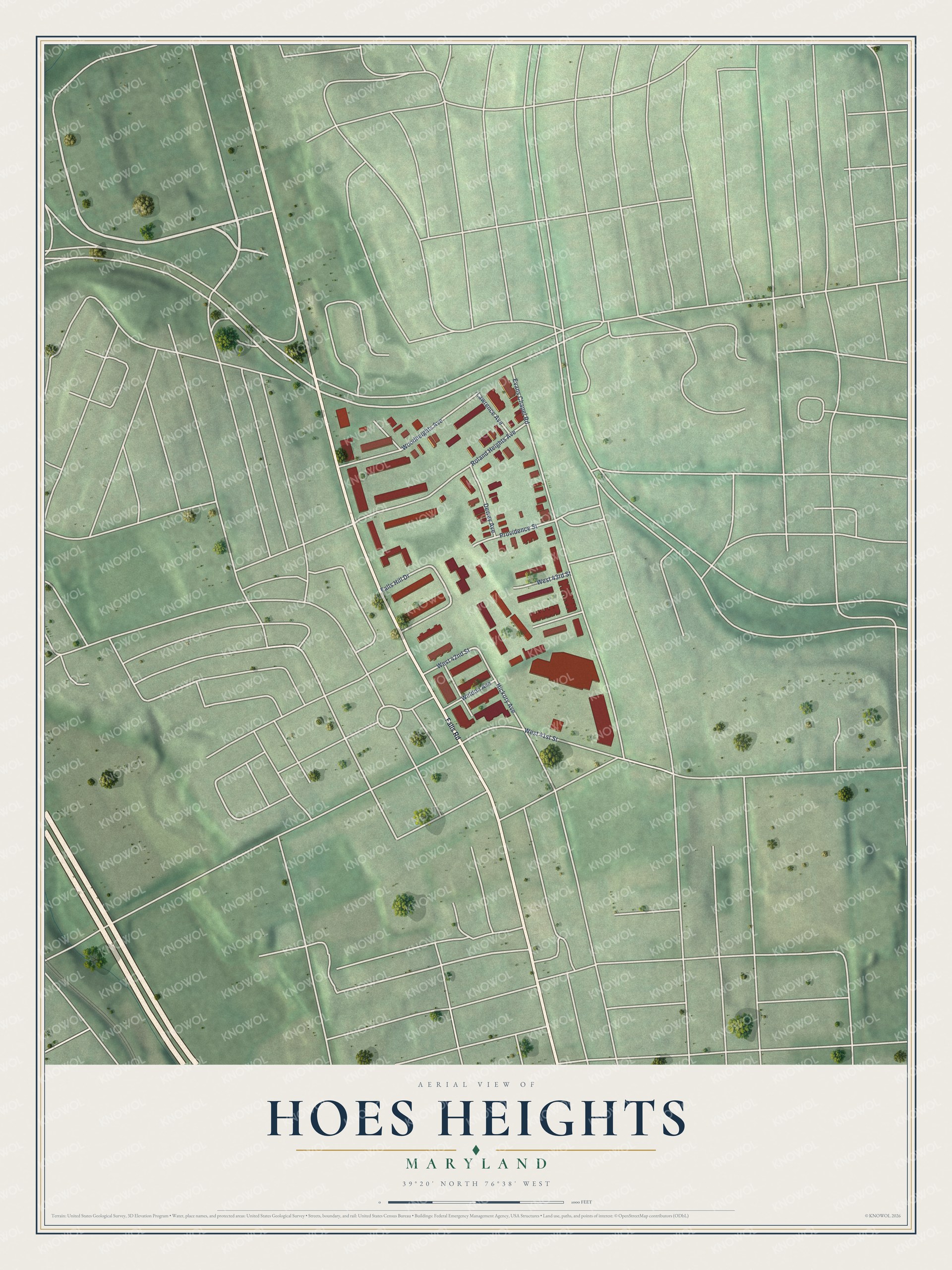 Watermarked full-map preview of Hoes Heights, Maryland