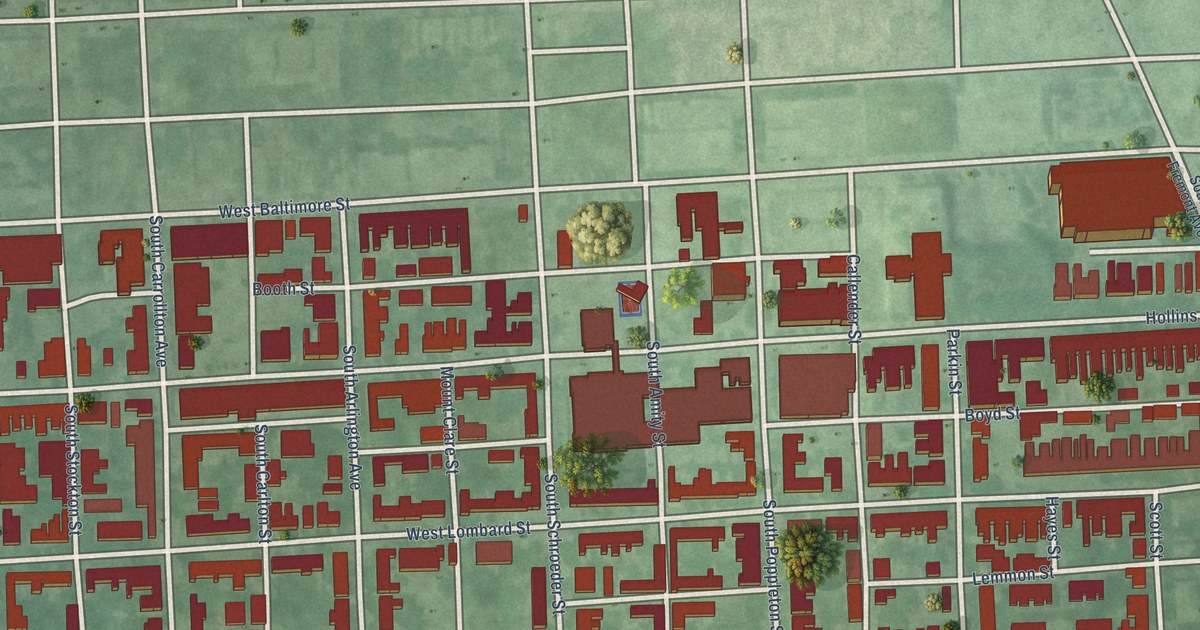 Map of Hollins Market, Baltimore, Maryland in 2026