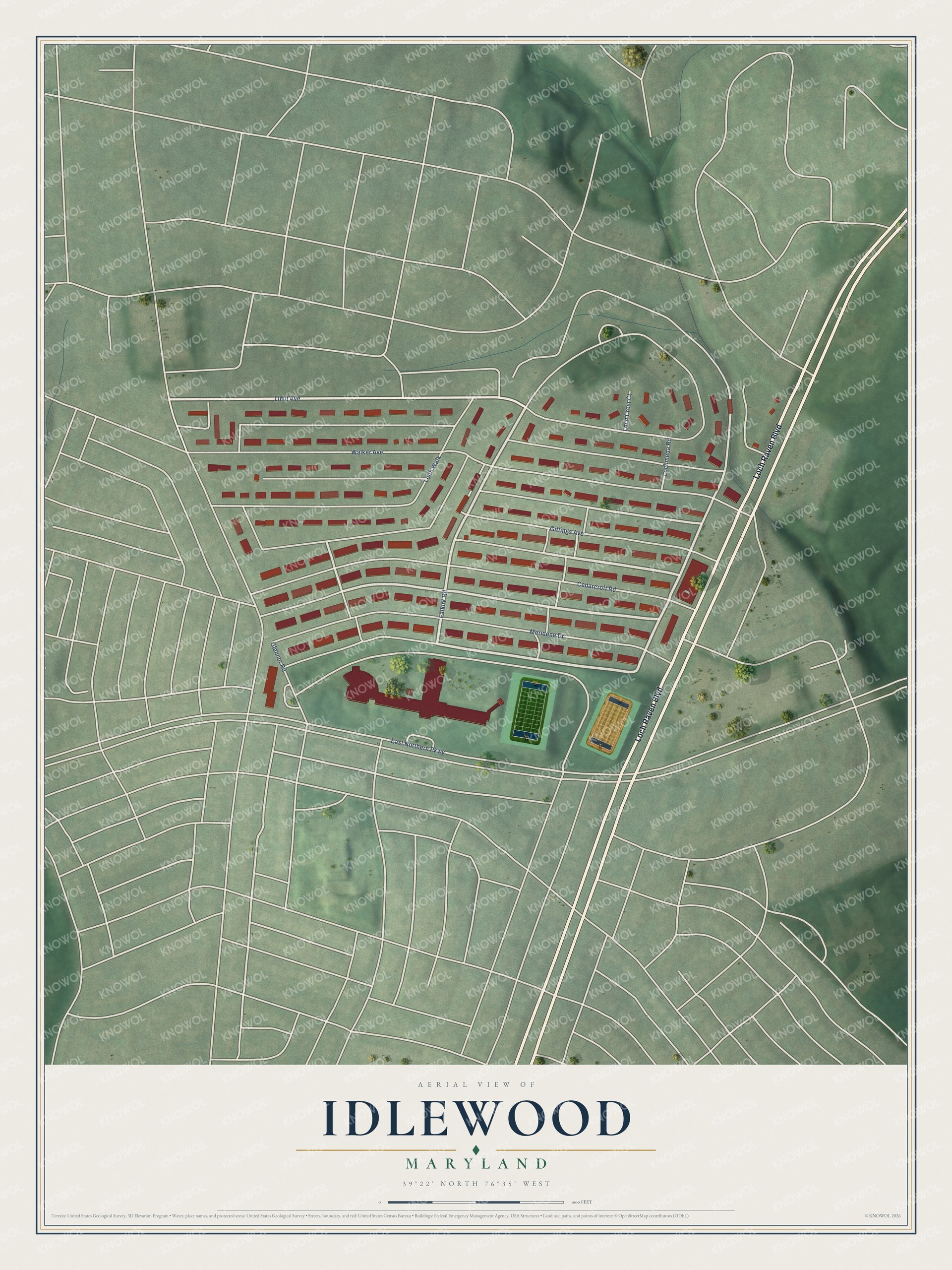 Watermarked full-map preview of Idlewood, Maryland