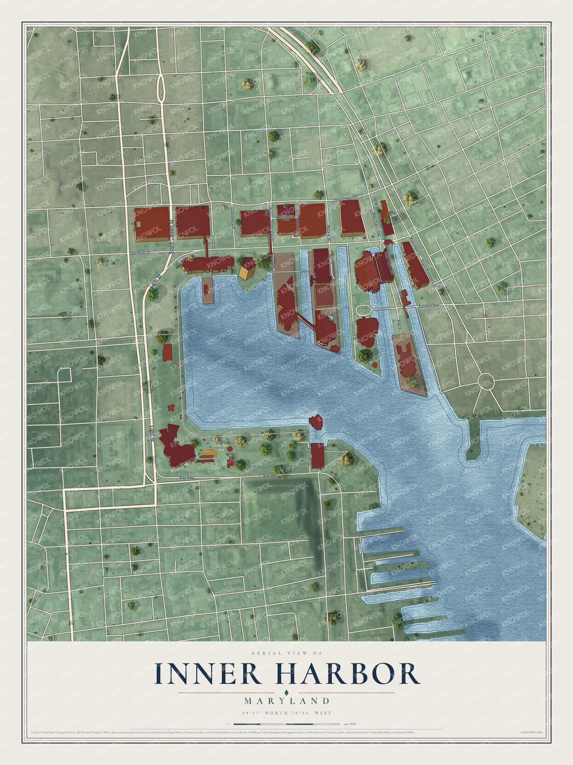 Watermarked full-map preview of Inner Harbor, Maryland