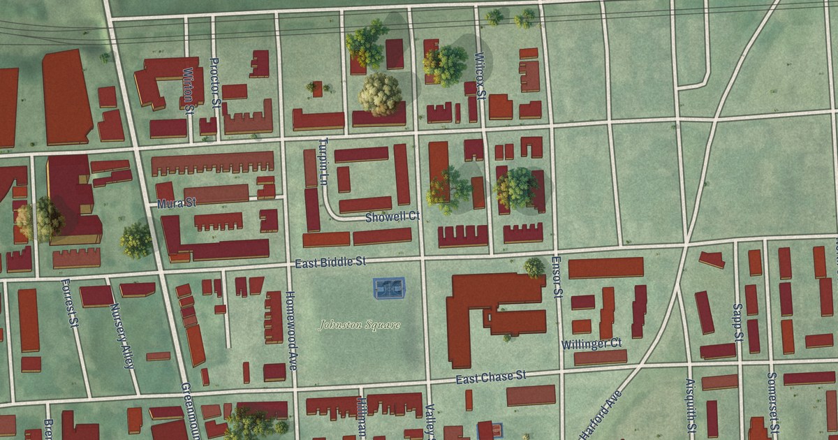 Map of Johnston Square, Baltimore, Maryland in 2026
