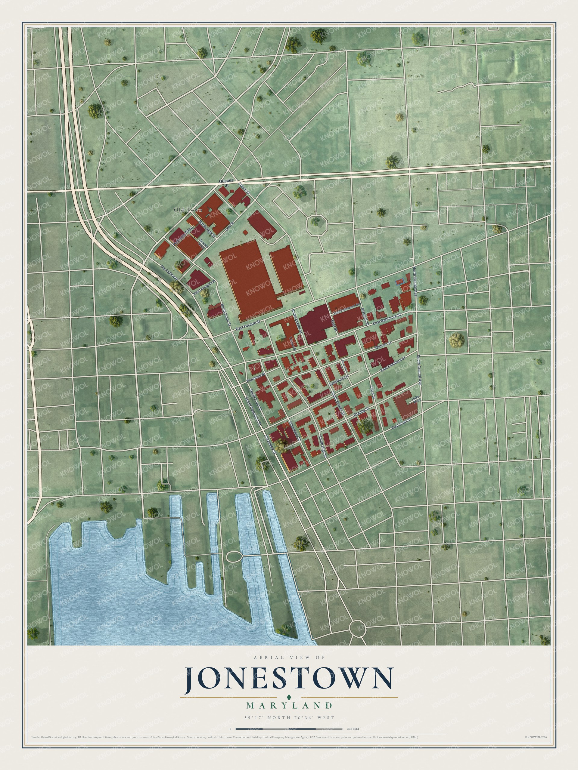 Watermarked full-map preview of Jonestown, Maryland