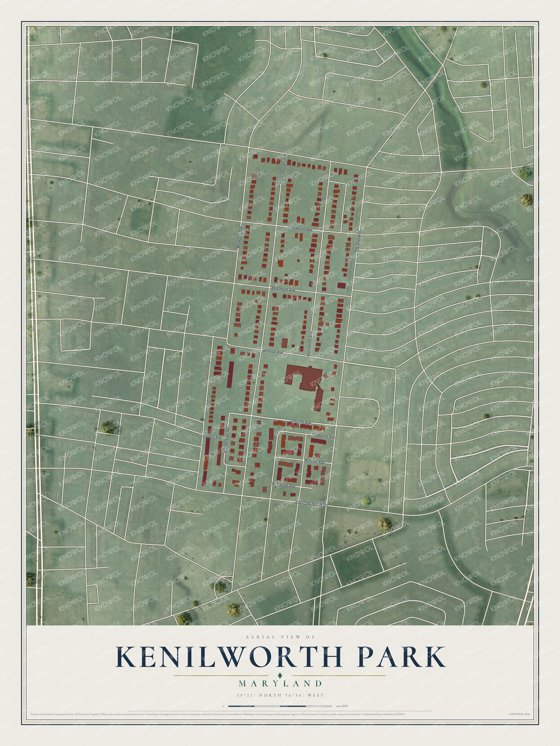 Watermarked full-map preview of Kenilworth Park, Maryland