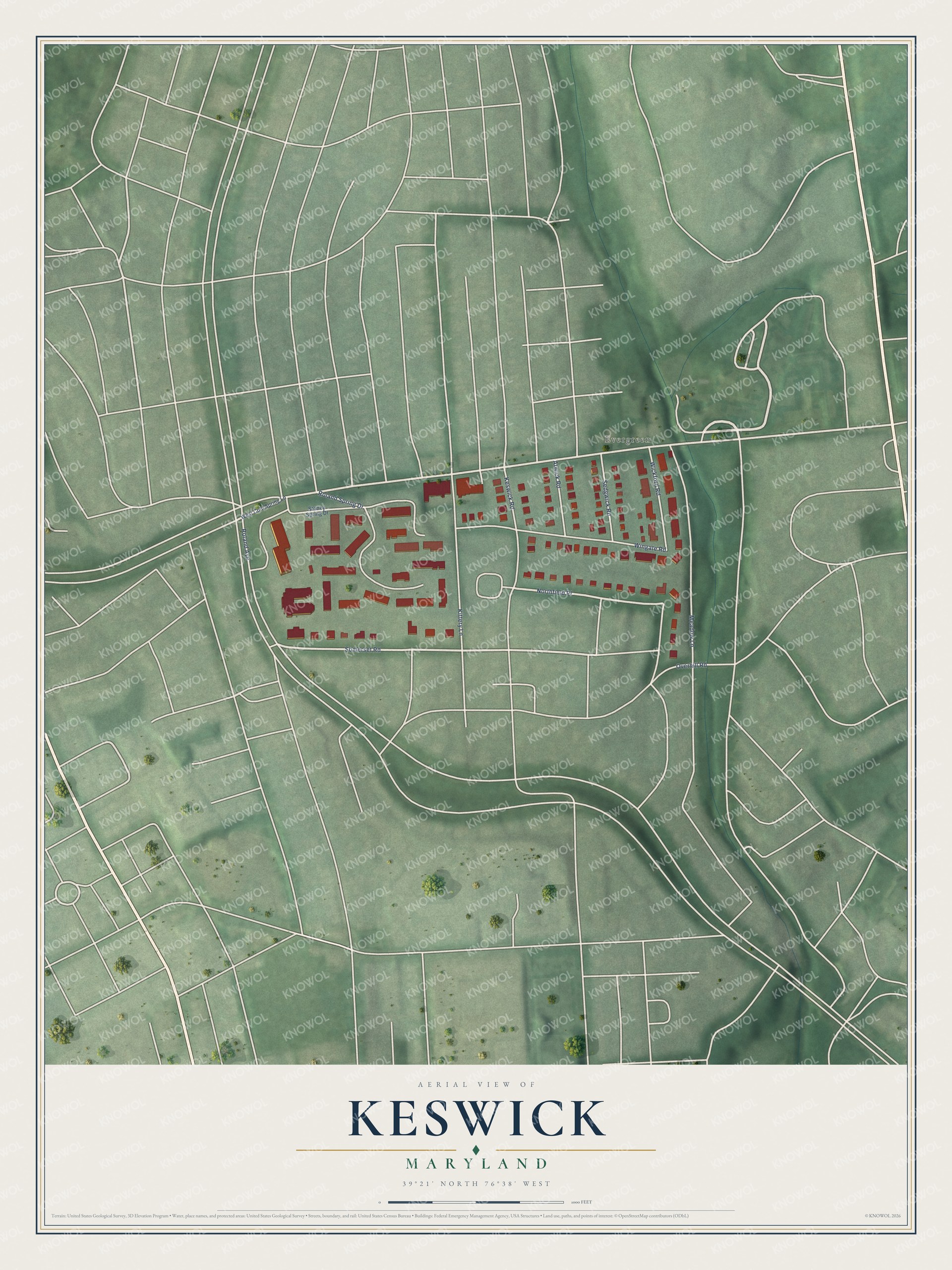 Watermarked full-map preview of Keswick, Maryland