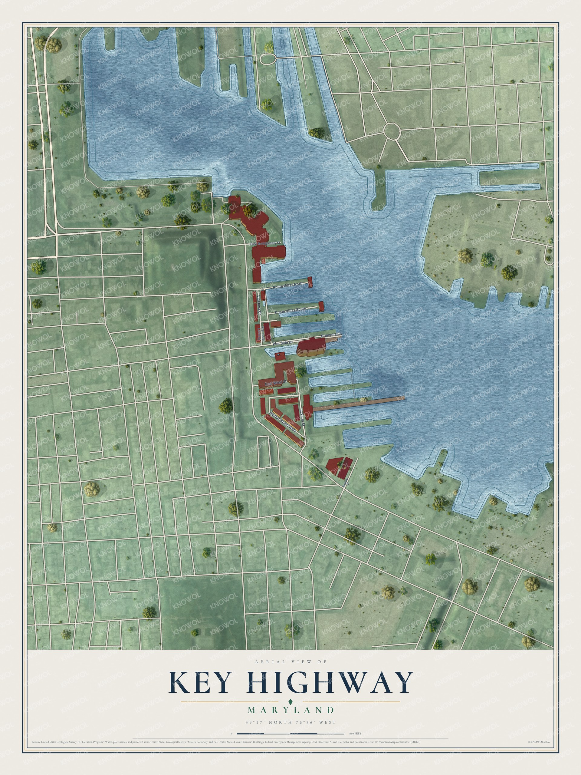 Watermarked full-map preview of Key Highway, Maryland